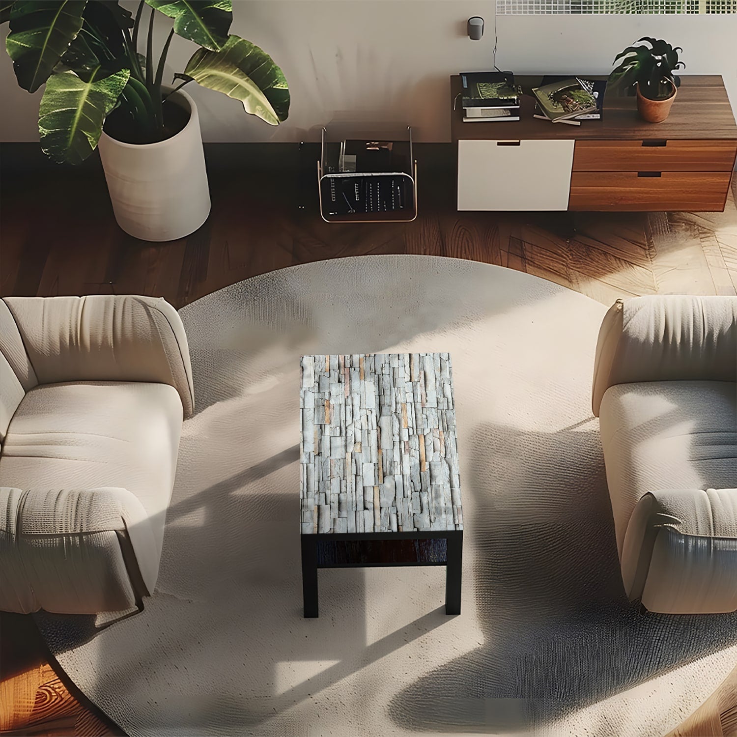 Salontafel 90x55 - Gehard Glas - Stenen Muur