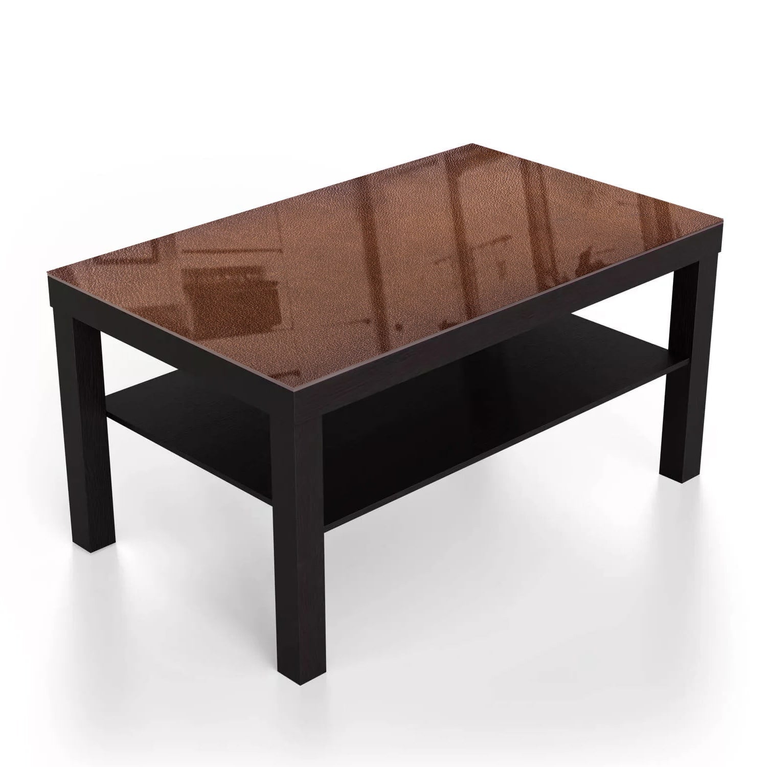 Salontafel 90x55 - Gehard Glas - Bruin Leer