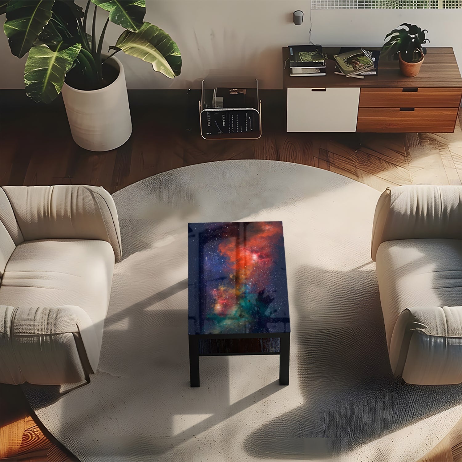 Salontafel 90x55 - Gehard Glas - Kleurrijke Hemel