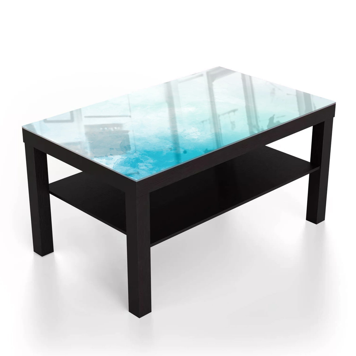 Salontafel 90x55 - Gehard Glas - Blauwe Waterverf