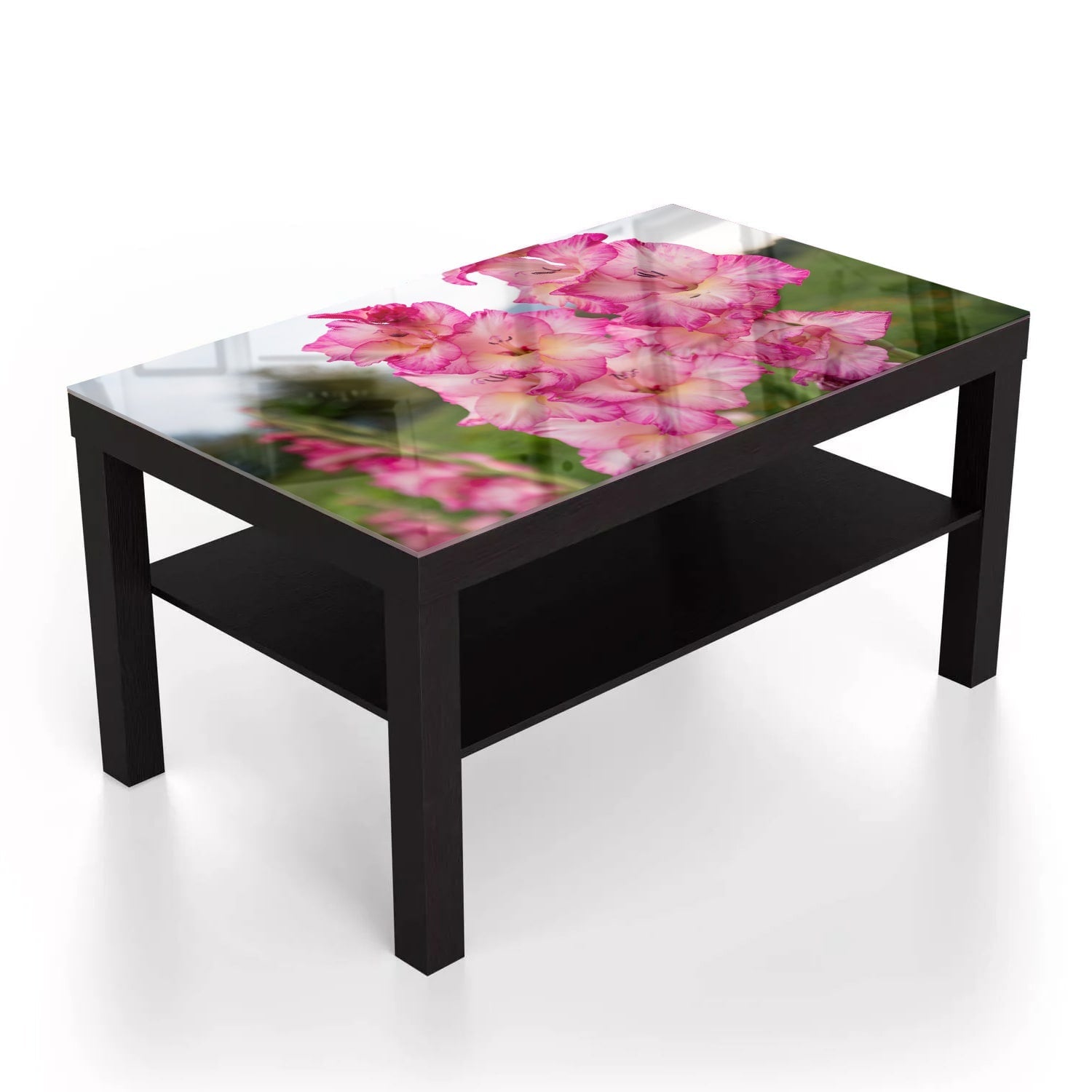 Salontafel 90x55 - Gehard Glas - Roze Gladiolen