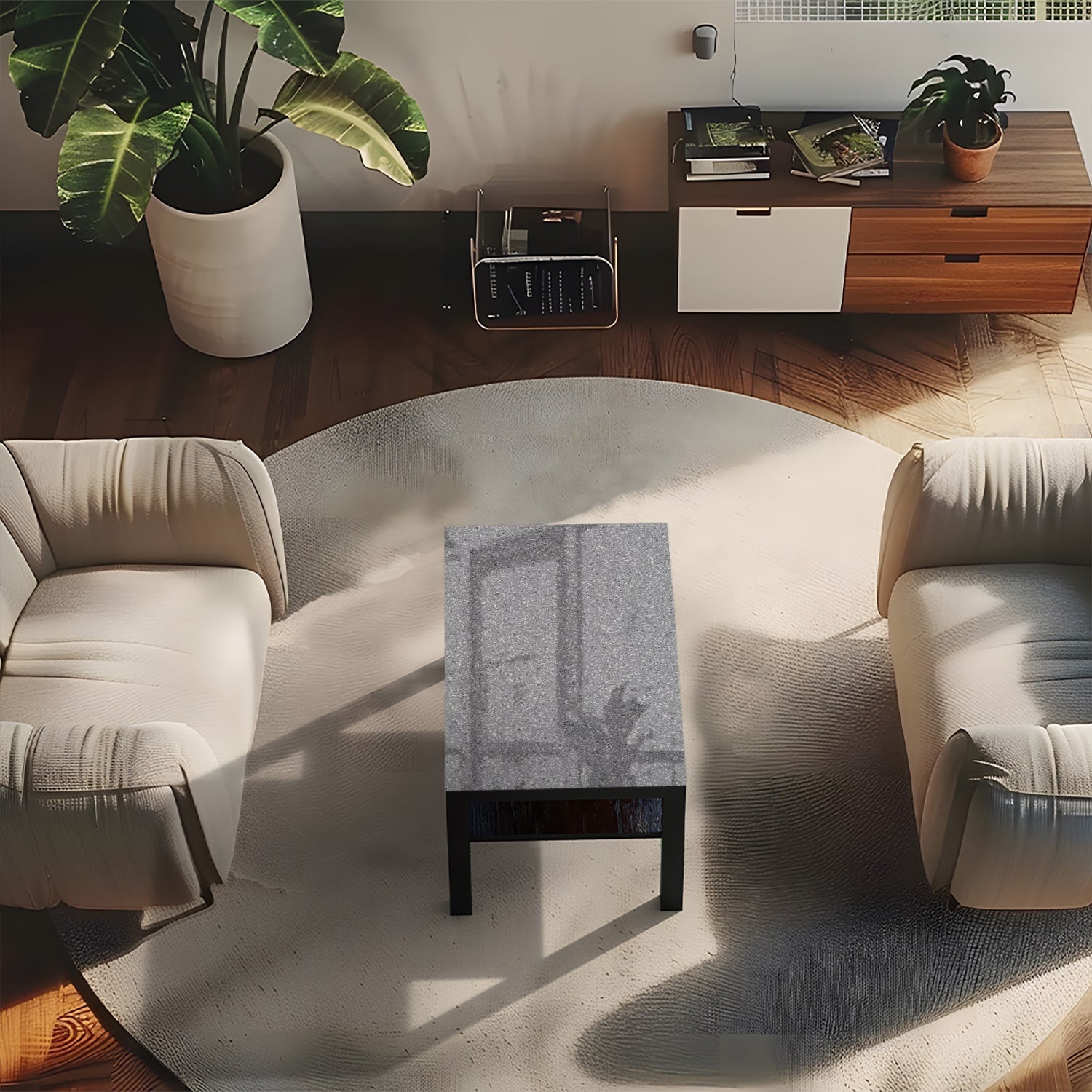 Salontafel 90x55 - Gehard Glas - Grijs Graniet