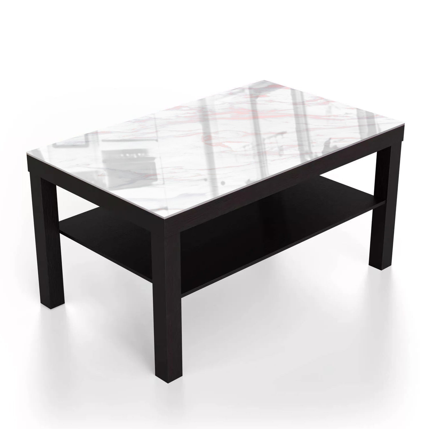 Salontafel 90x55 - Gehard Glas - Roze en Wit Marmer