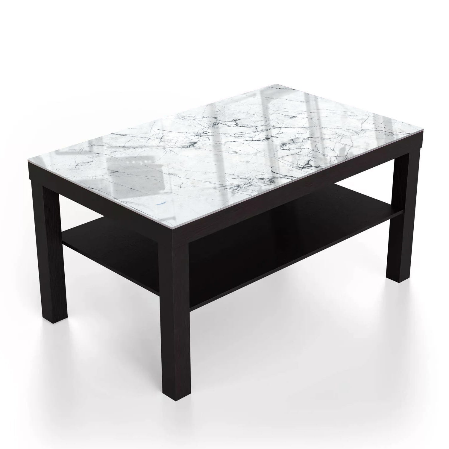 Salontafel 90x55 - Gehard Glas - Zwart-Wit Marmer