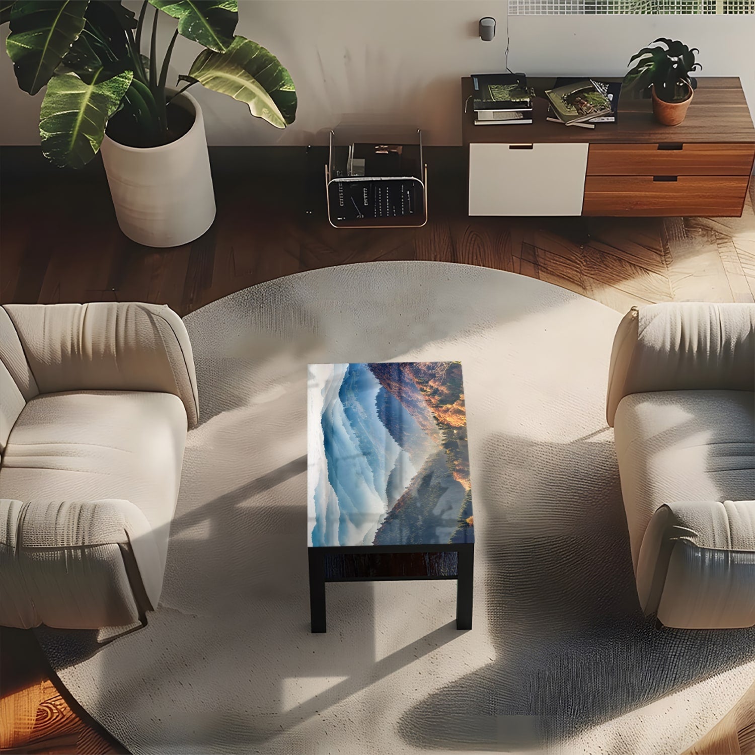 Salontafel 90x55 - Gehard Glas - Bergen Landschap