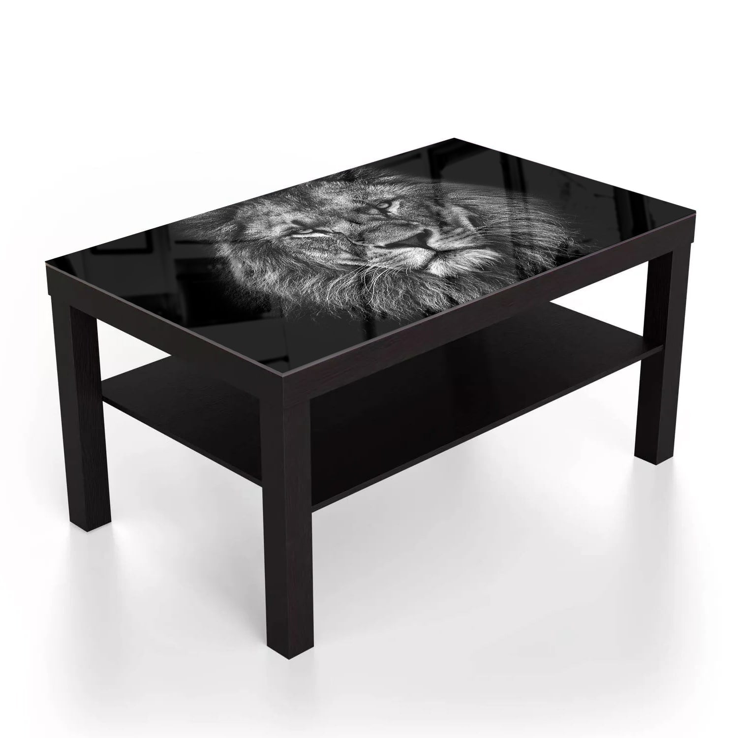 Salontafel 90x55 - Gehard Glas - Zwart/Wit Leeuw