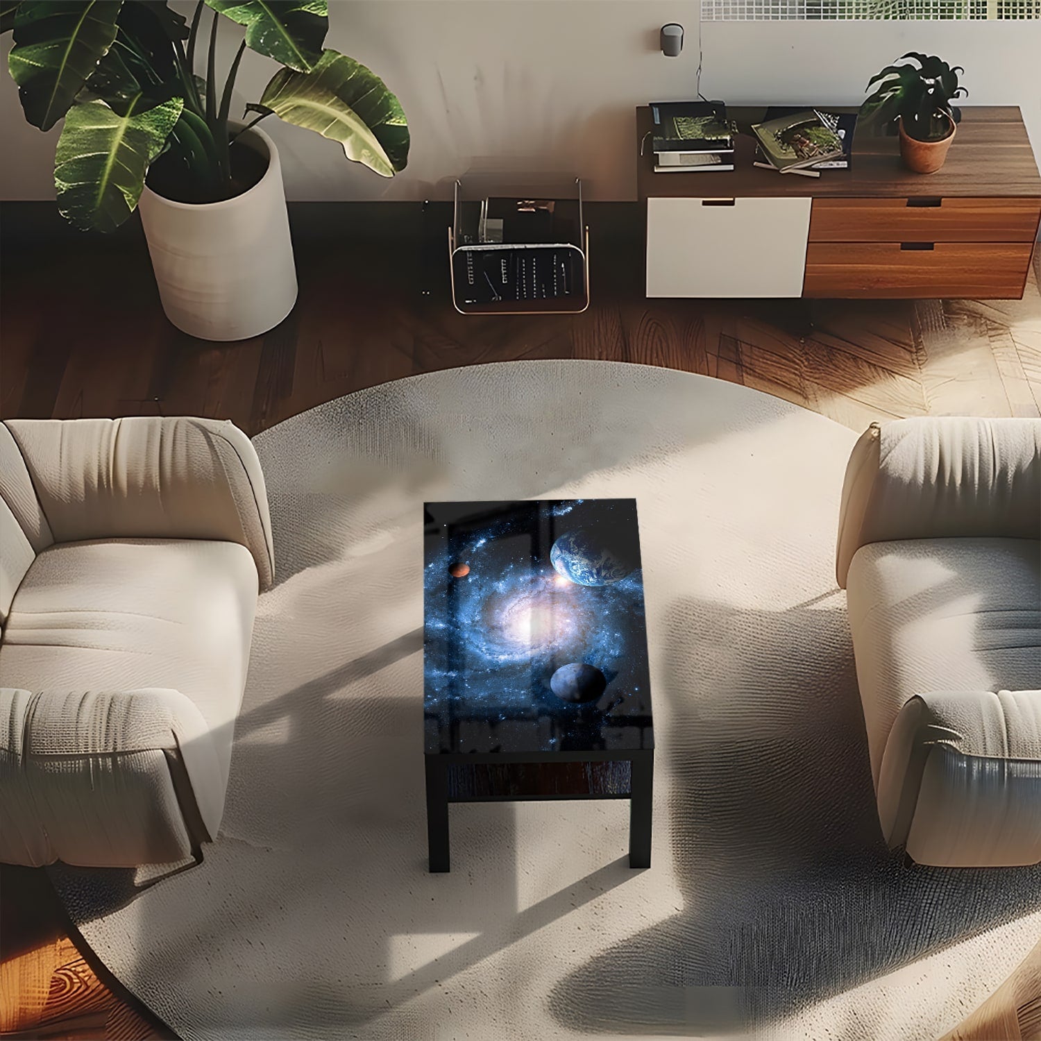 Salontafel 90x55 - Gehard Glas - Planeten van het Zonnestelsel