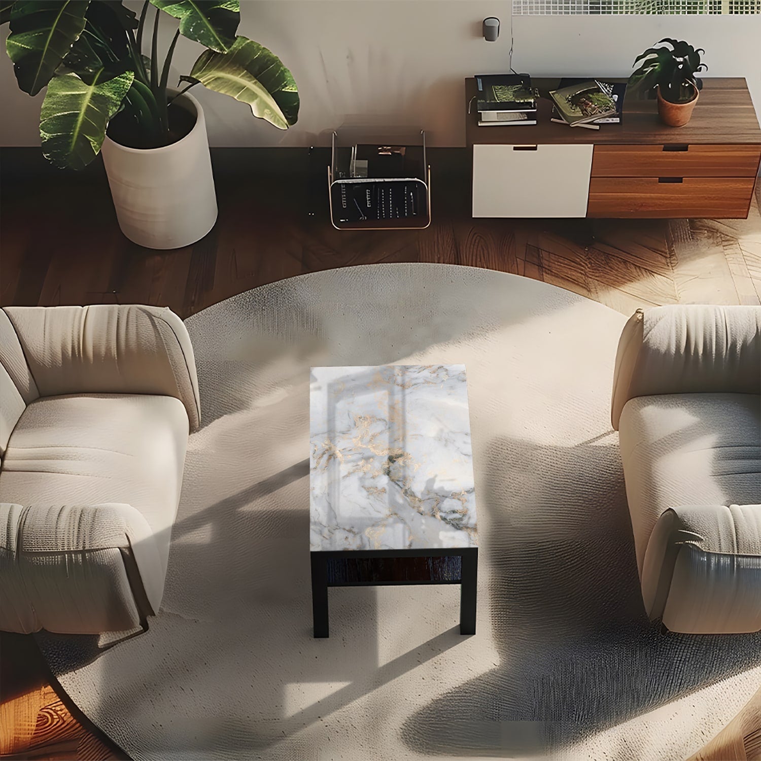 Salontafel 90x55 - Gehard Glas - Luxe Marmer