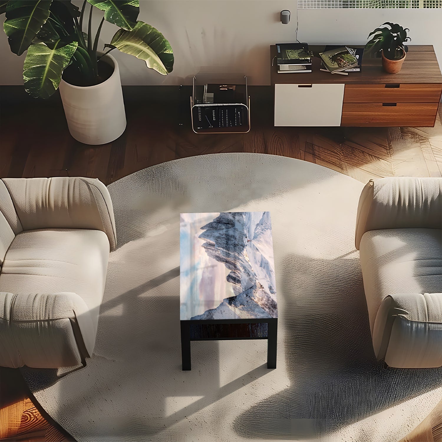 Salontafel 90x55 - Gehard Glas - Sneeuwige Bergtop