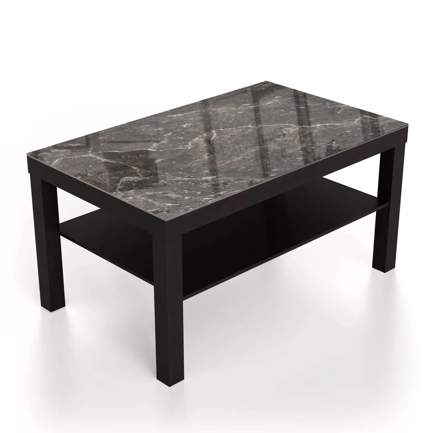Salontafel 90x55 - Gehard Glas - Grijs-bruin Marmer