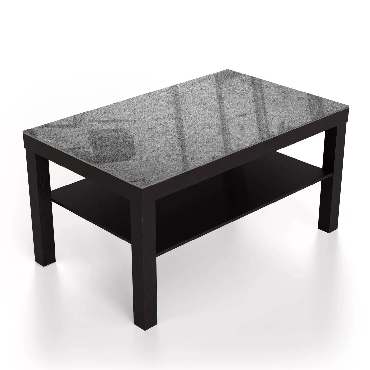 Salontafel 90x55 - Gehard Glas - Grijs Leer