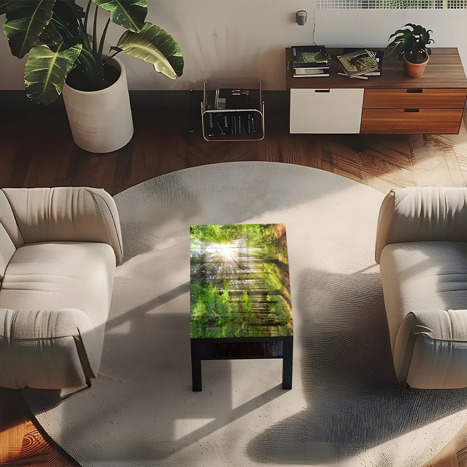 Salontafel 90x55 - Gehard Glas - Zonlicht in het Bos