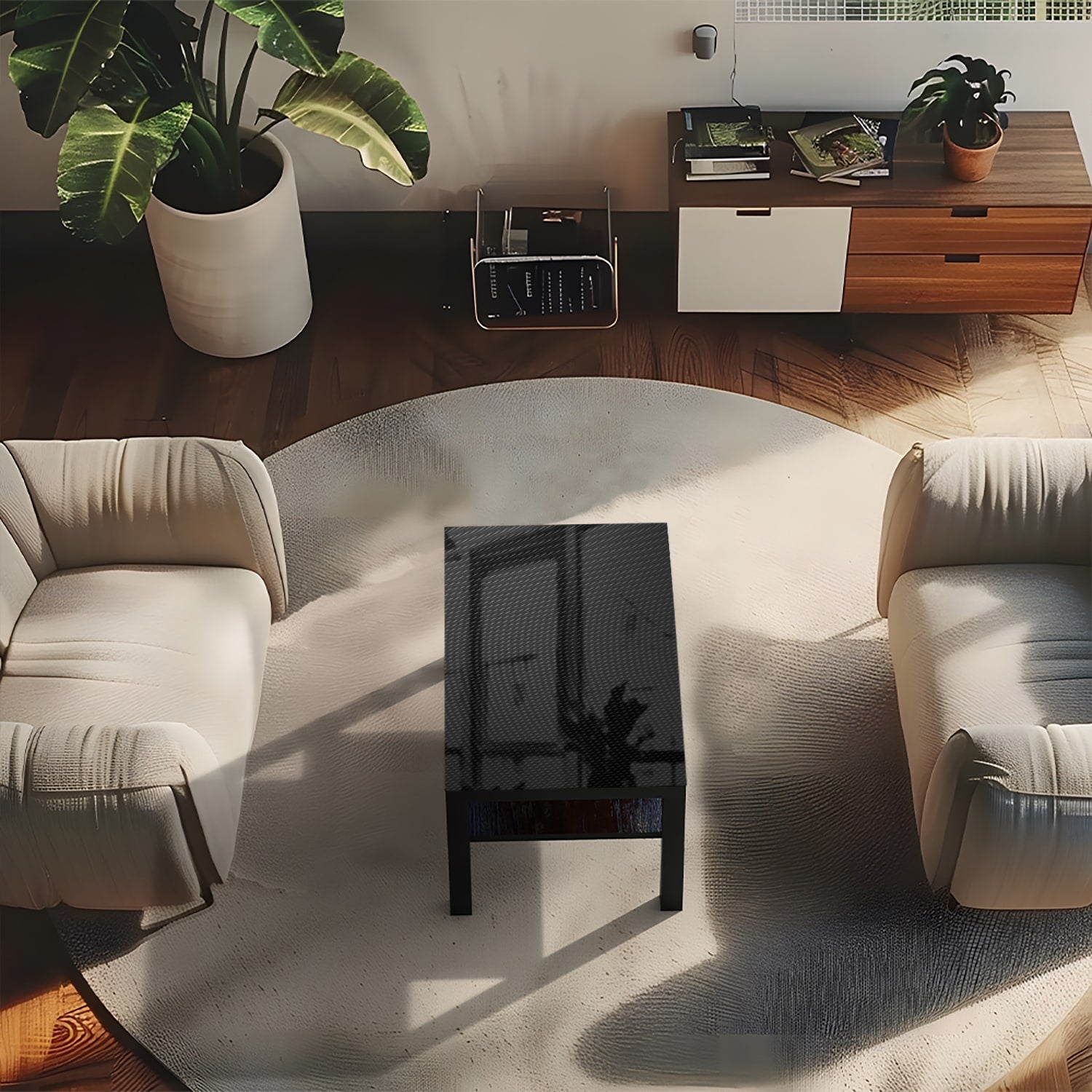Salontafel 90x55 - Gehard Glas - Carbon Fiber