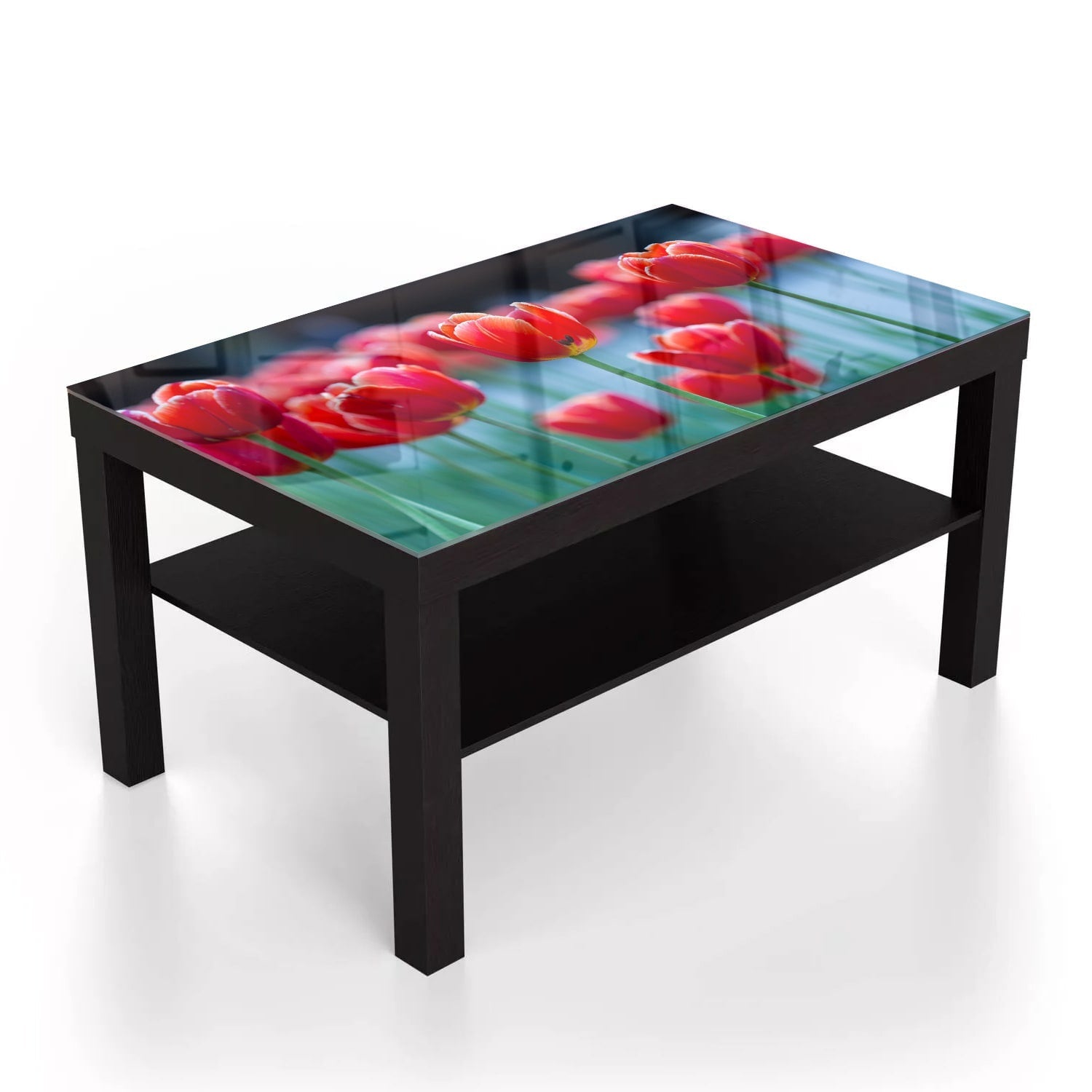 Salontafel 90x55 - Gehard Glas - Rode Tulpen