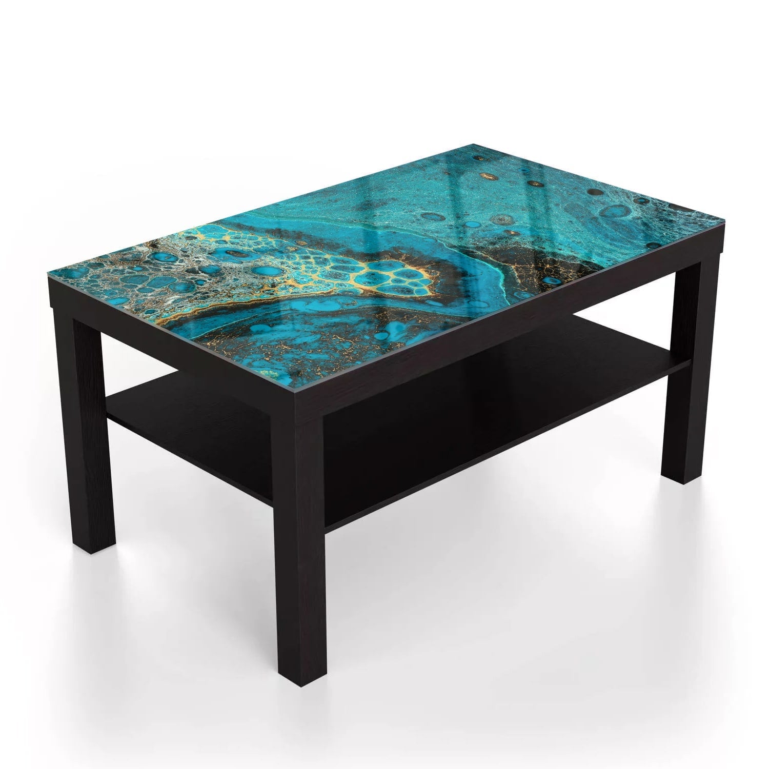 Salontafel 90x55 - Gehard Glas - Blauw Marmereffect