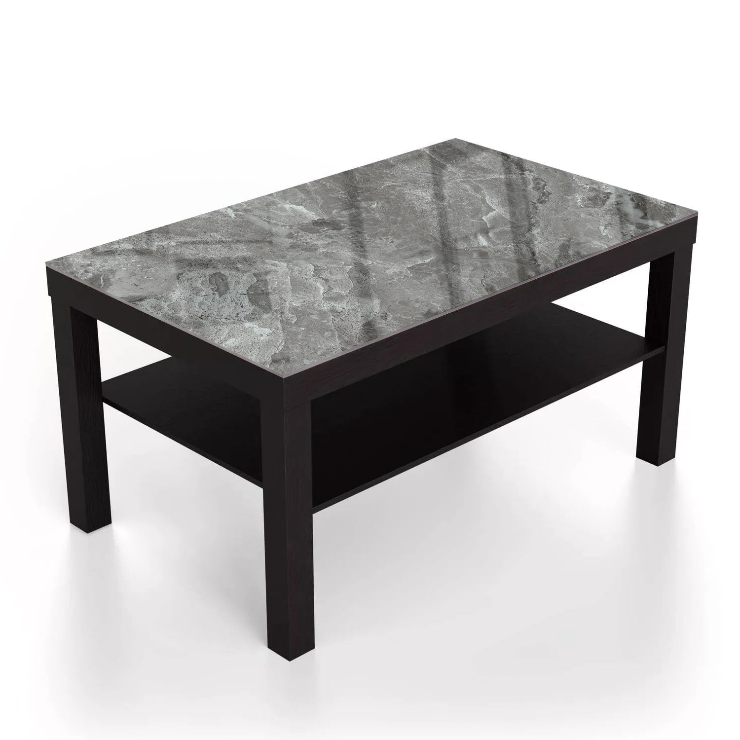 Salontafel 90x55 - Gehard Glas - Zilvergrijs Marmer