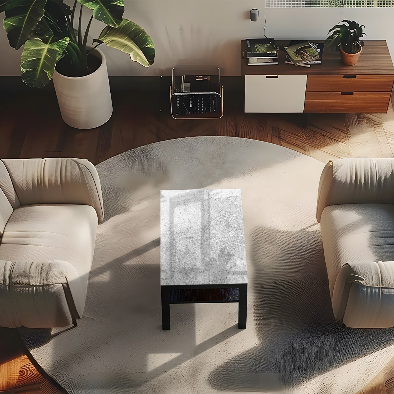 Salontafel 90x55 - Gehard Glas - Grijze Kalksteen