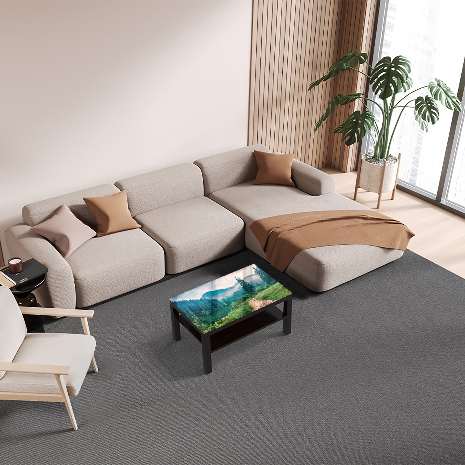 Salontafel 90x55 - Gehard Glas - Mistig Lacu Rosu Meer