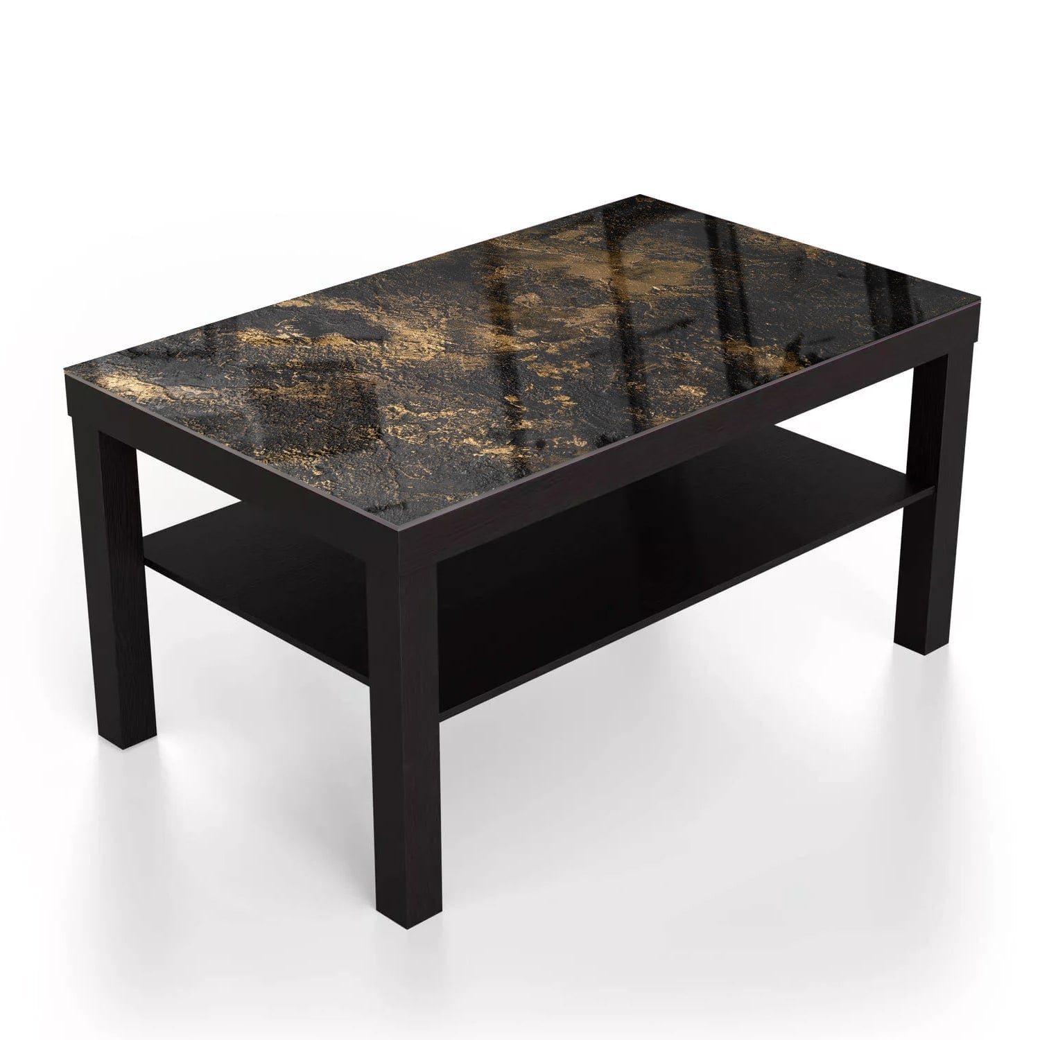 Salontafel 90x55 - Gehard Glas - Black-Gold Textuur