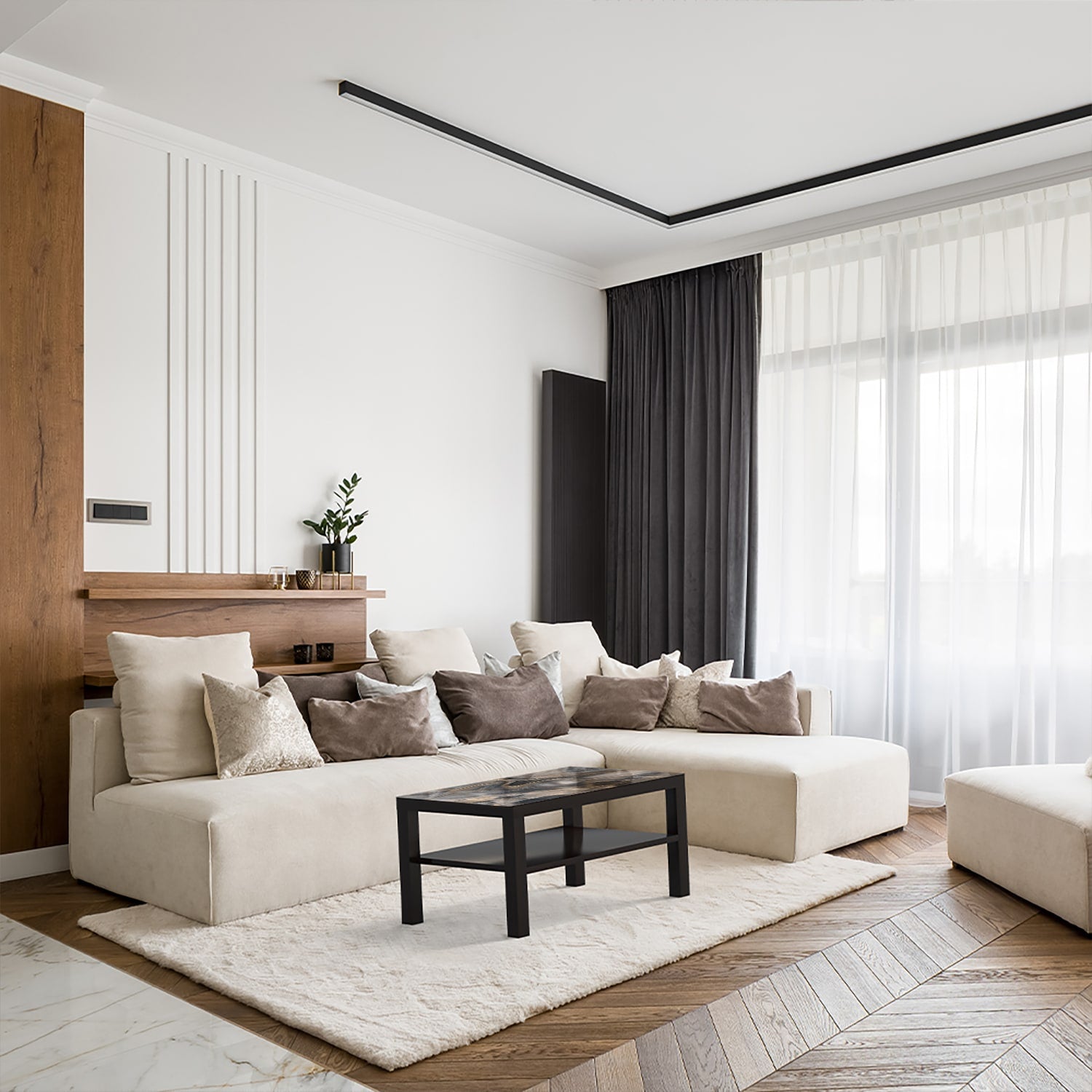 Salontafel 90x55 - Gehard Glas - Antiek Marmer