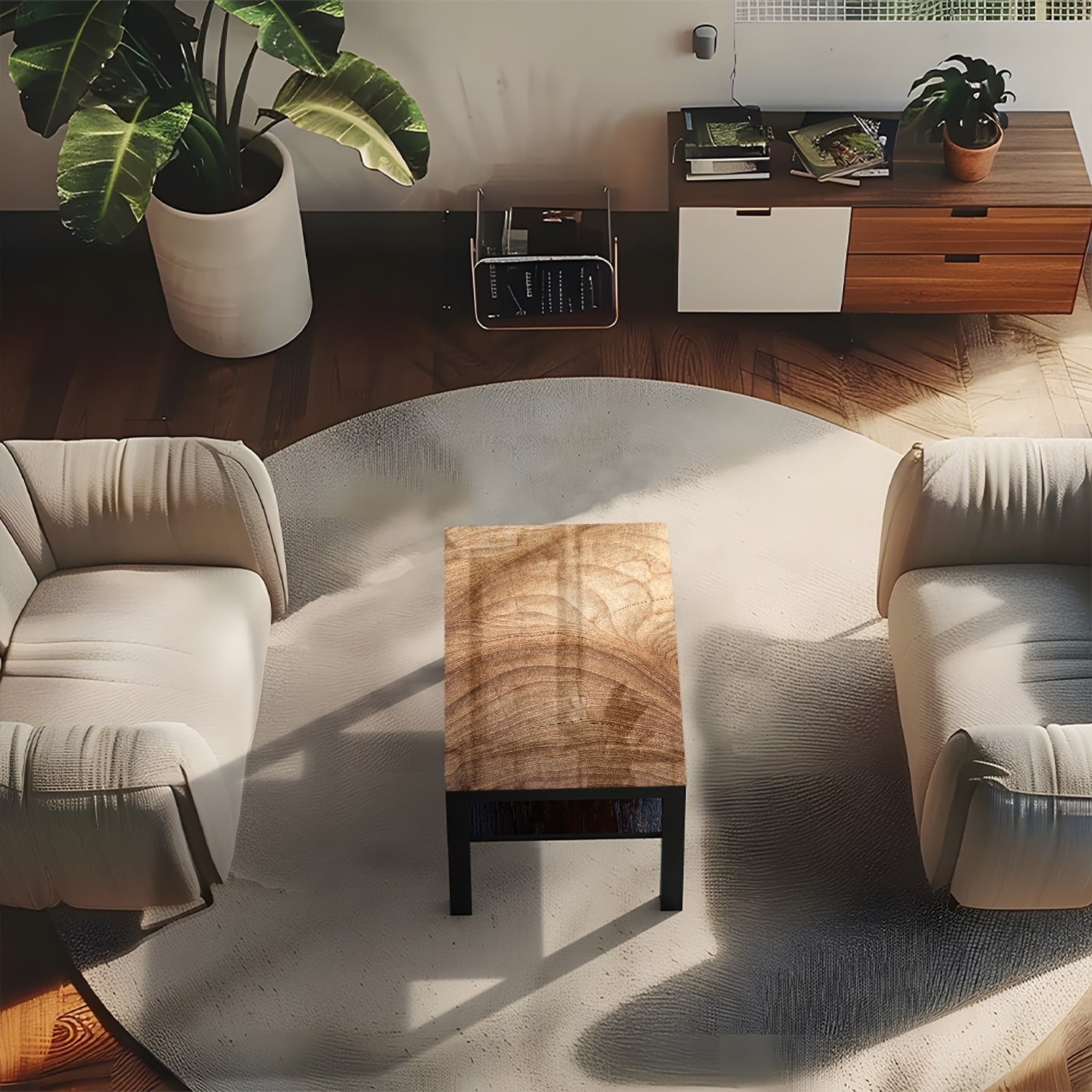 Salontafel 90x55 - Gehard Glas - Hout Textuur
