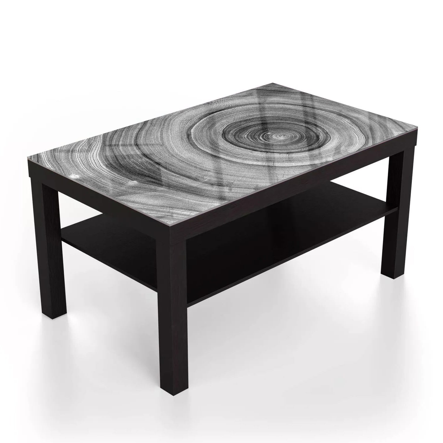 Salontafel 90x55 - Gehard Glas - Zwart-Wit Boomringen