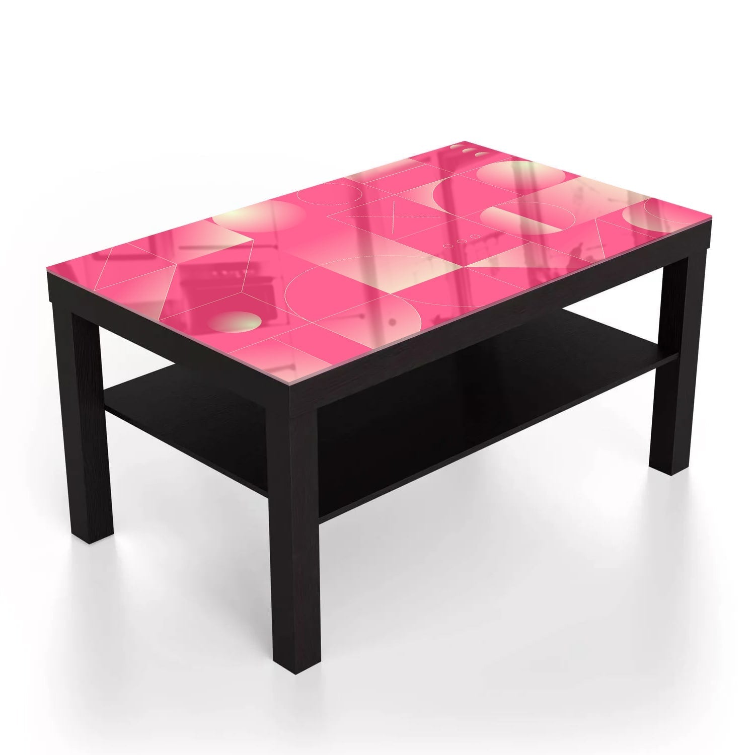 Salontafel 90x55 - Gehard Glas - Rood Abstract Kunstwerk