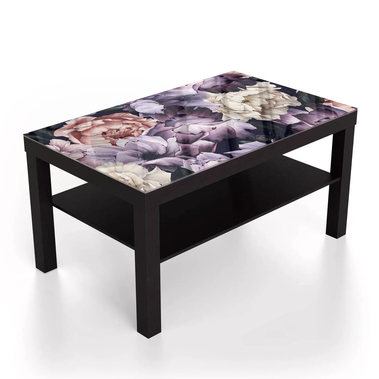 Salontafel 90x55 - Gehard Glas - Bloemen Patroon van Waterverf