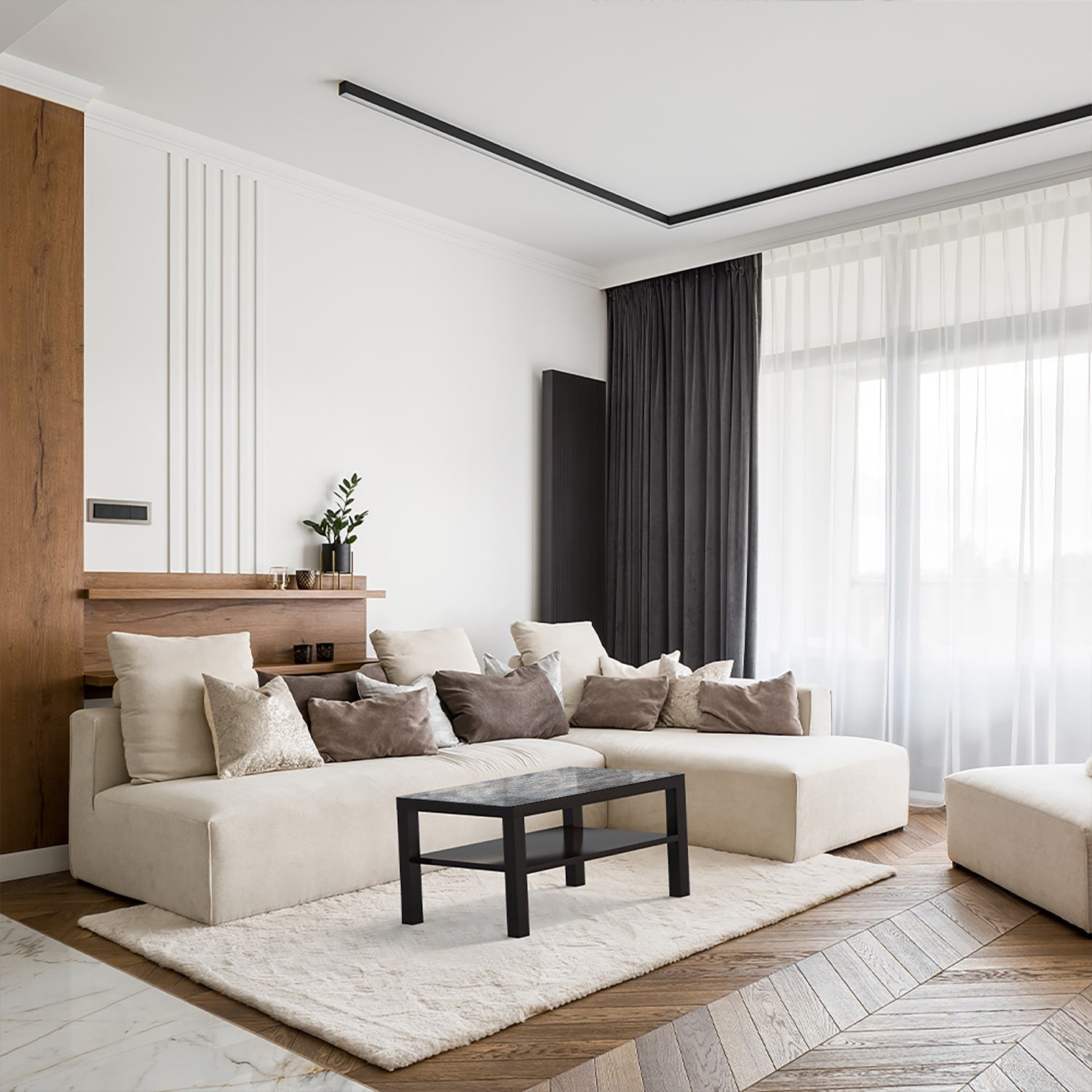 Salontafel 90x55 - Gehard Glas - Graniet Steen Textuur