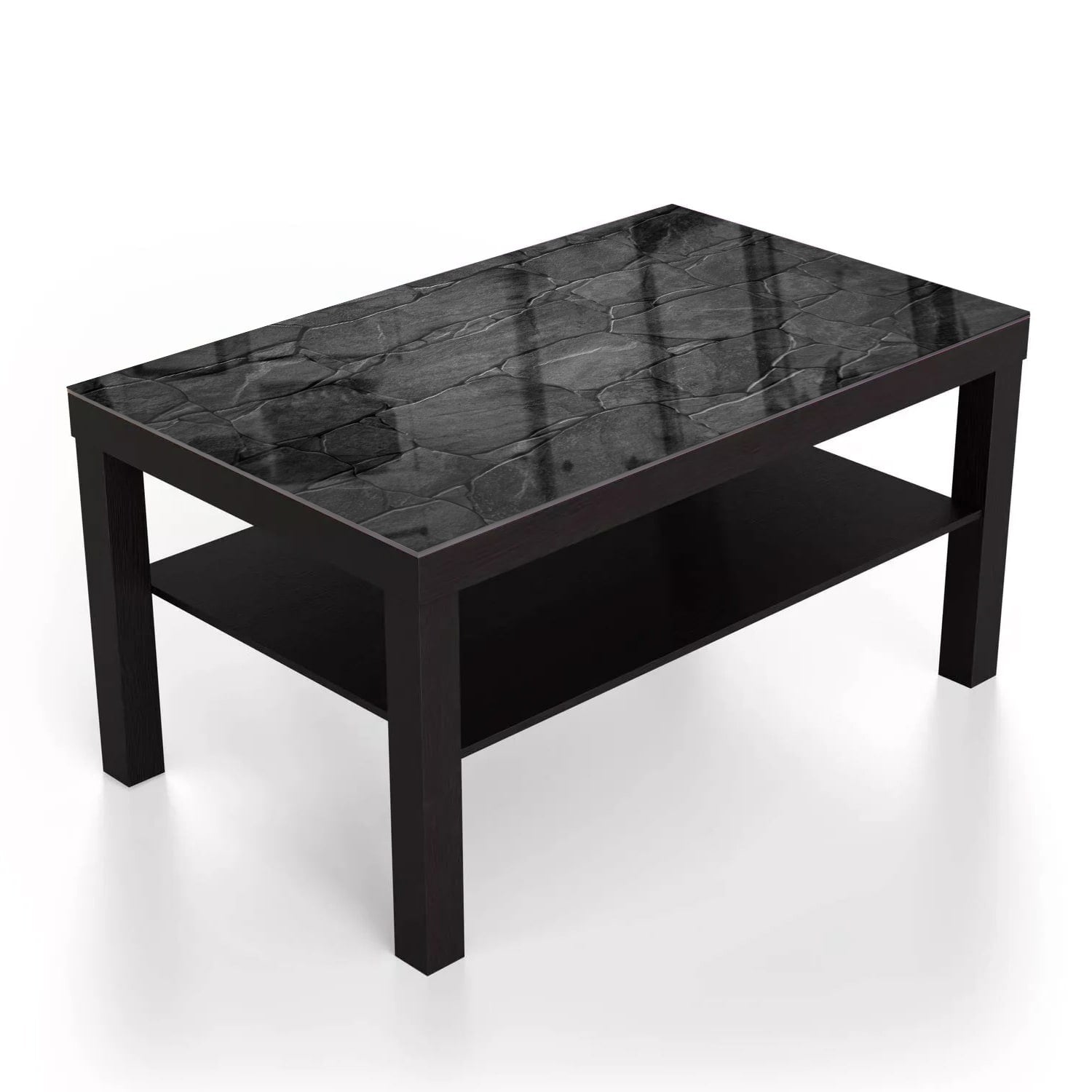 Salontafel 90x55 - Gehard Glas - Zwarte Stenen Muur