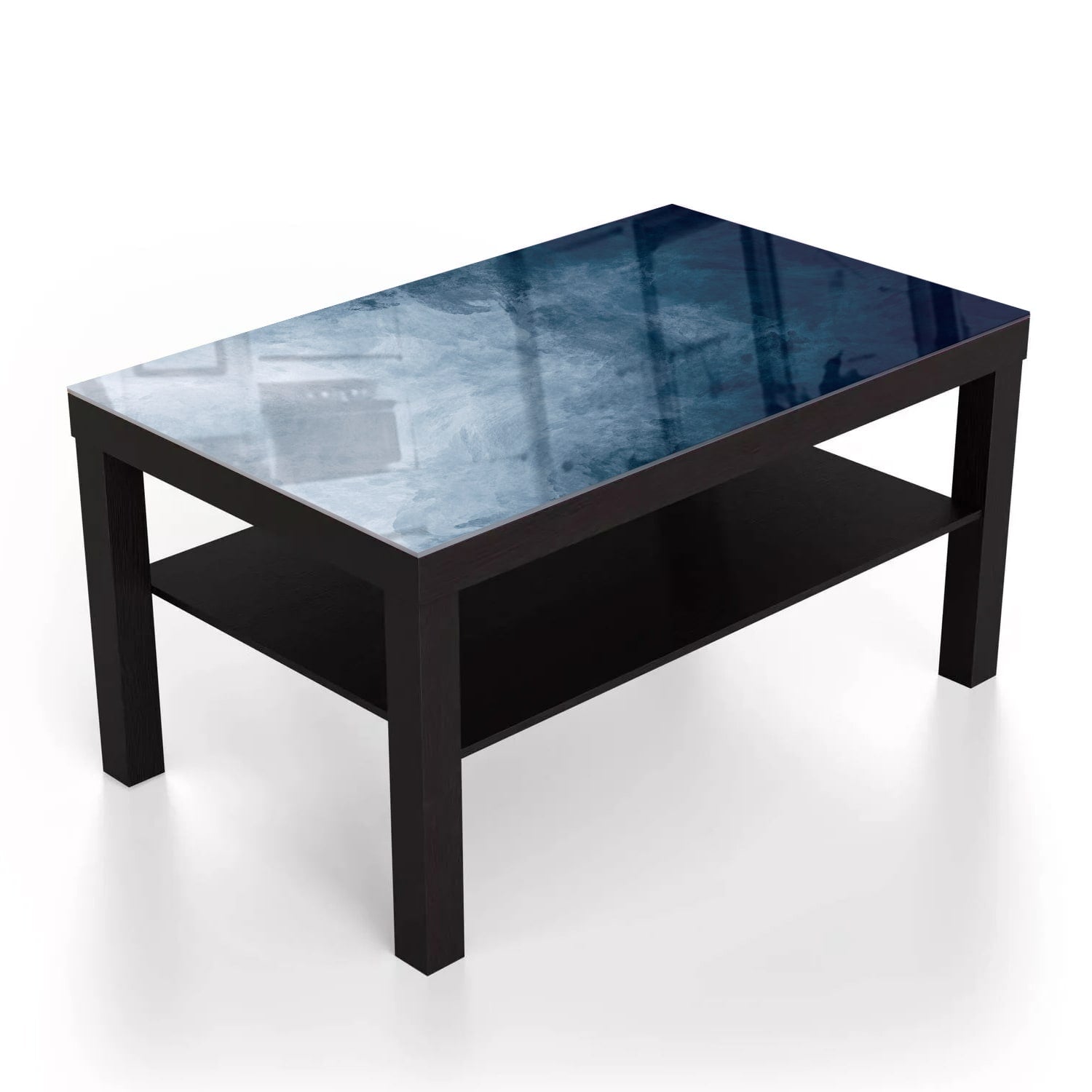 Salontafel 90x55 - Gehard Glas - Blauwe Waterverf Textuur