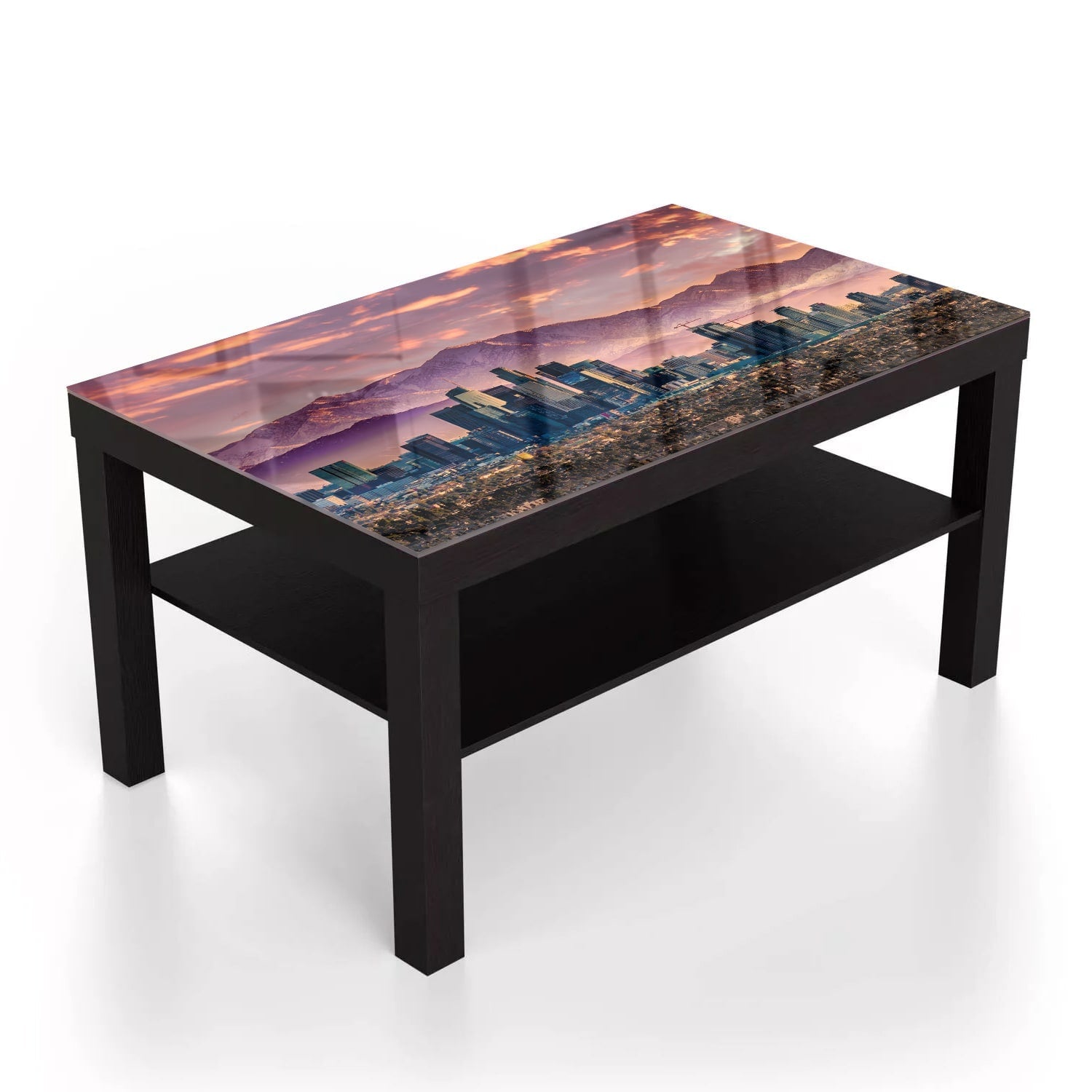 Salontafel 90x55 - Gehard Glas - Los Angeles Skyline bij Zonsondergang