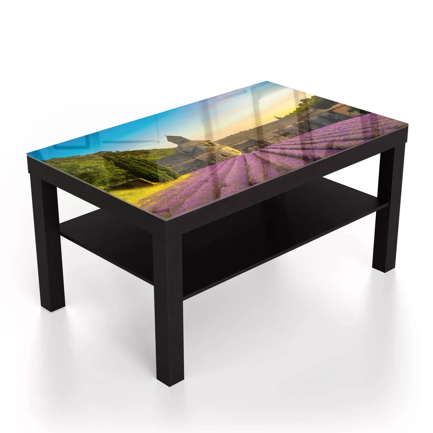 Salontafel 90x55 - Gehard Glas - Abdij van Sénanque met Lavendelvelden