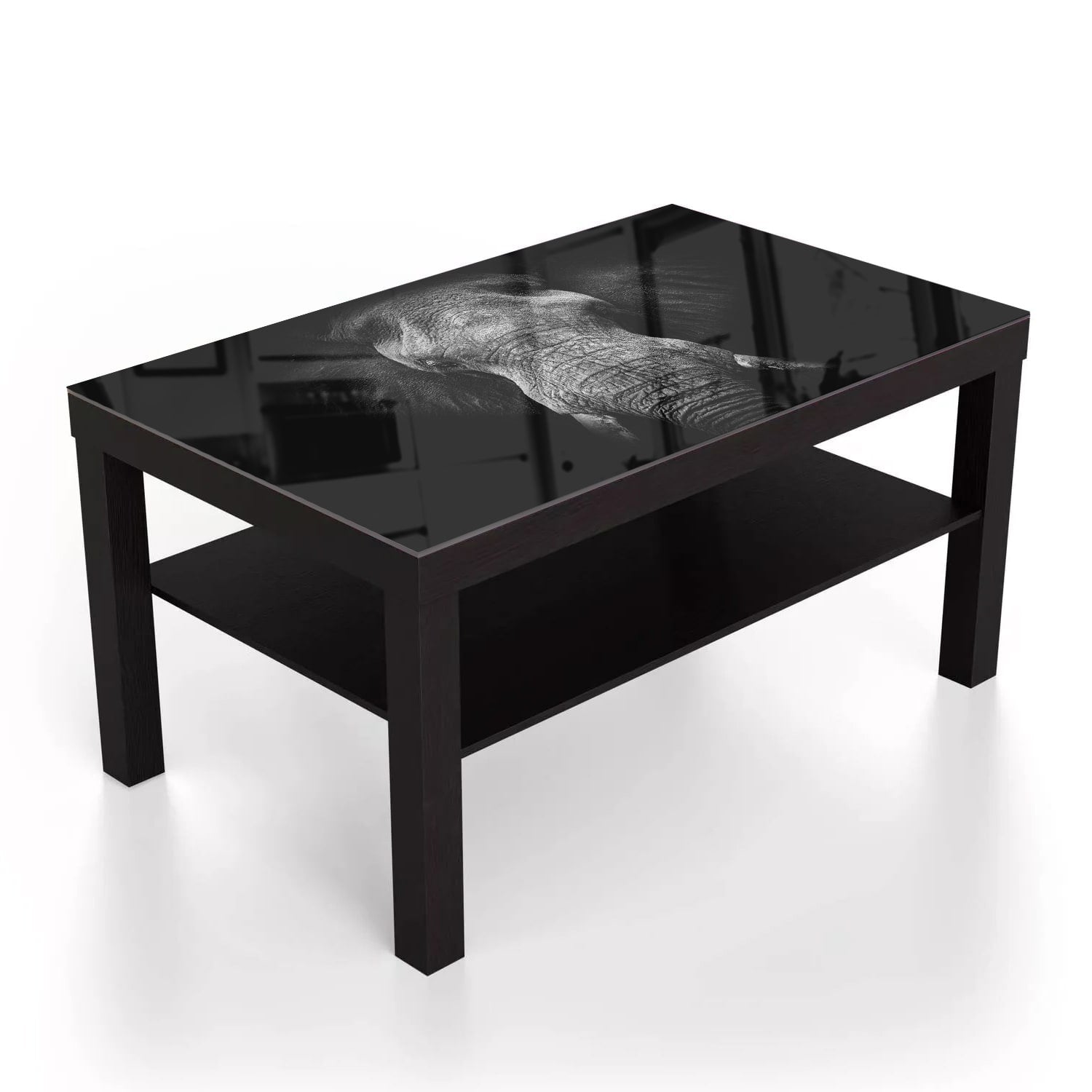 Salontafel 90x55 - Gehard Glas - Zwart/Wit Olifant