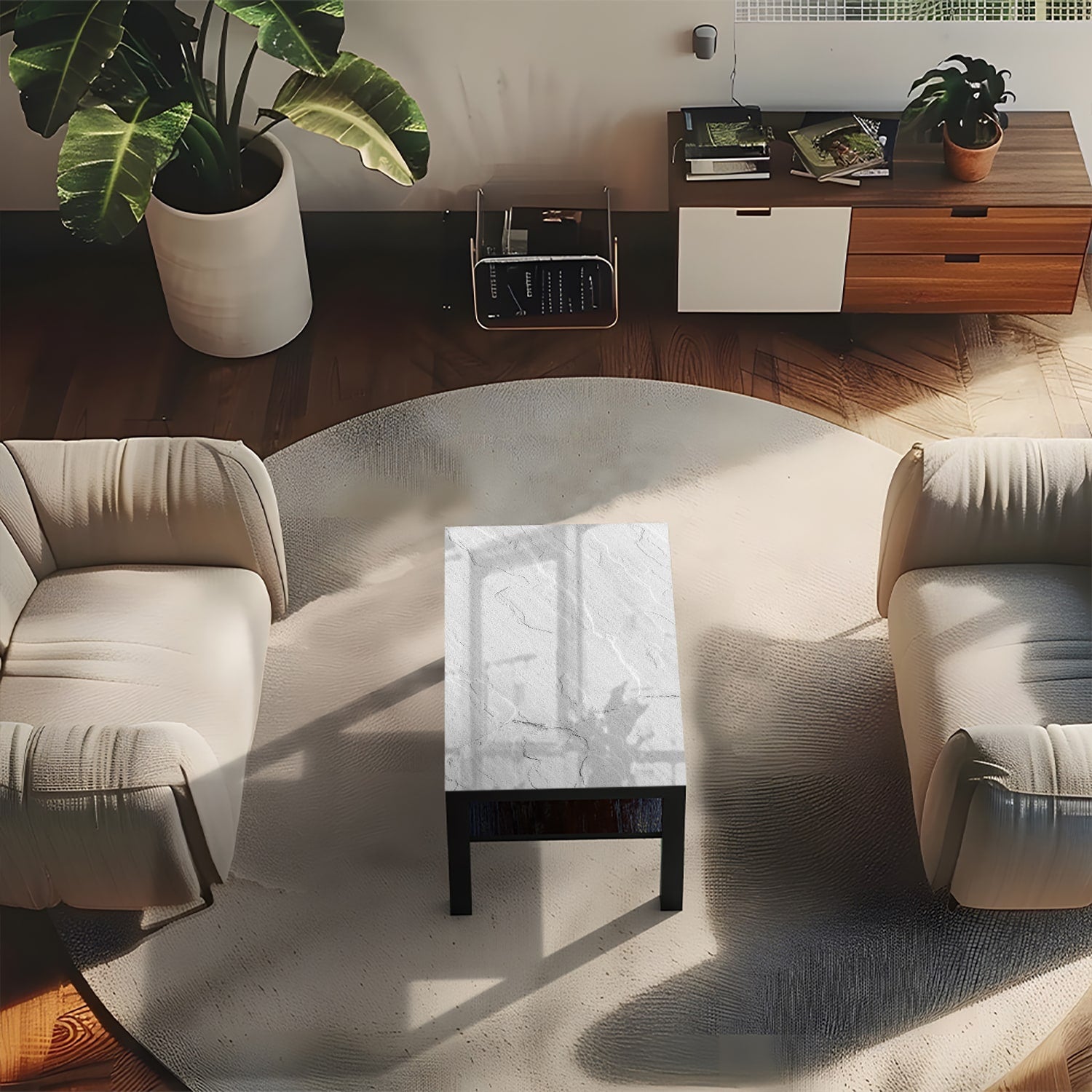 Salontafel 90x55 - Gehard Glas - Witte Leisteen