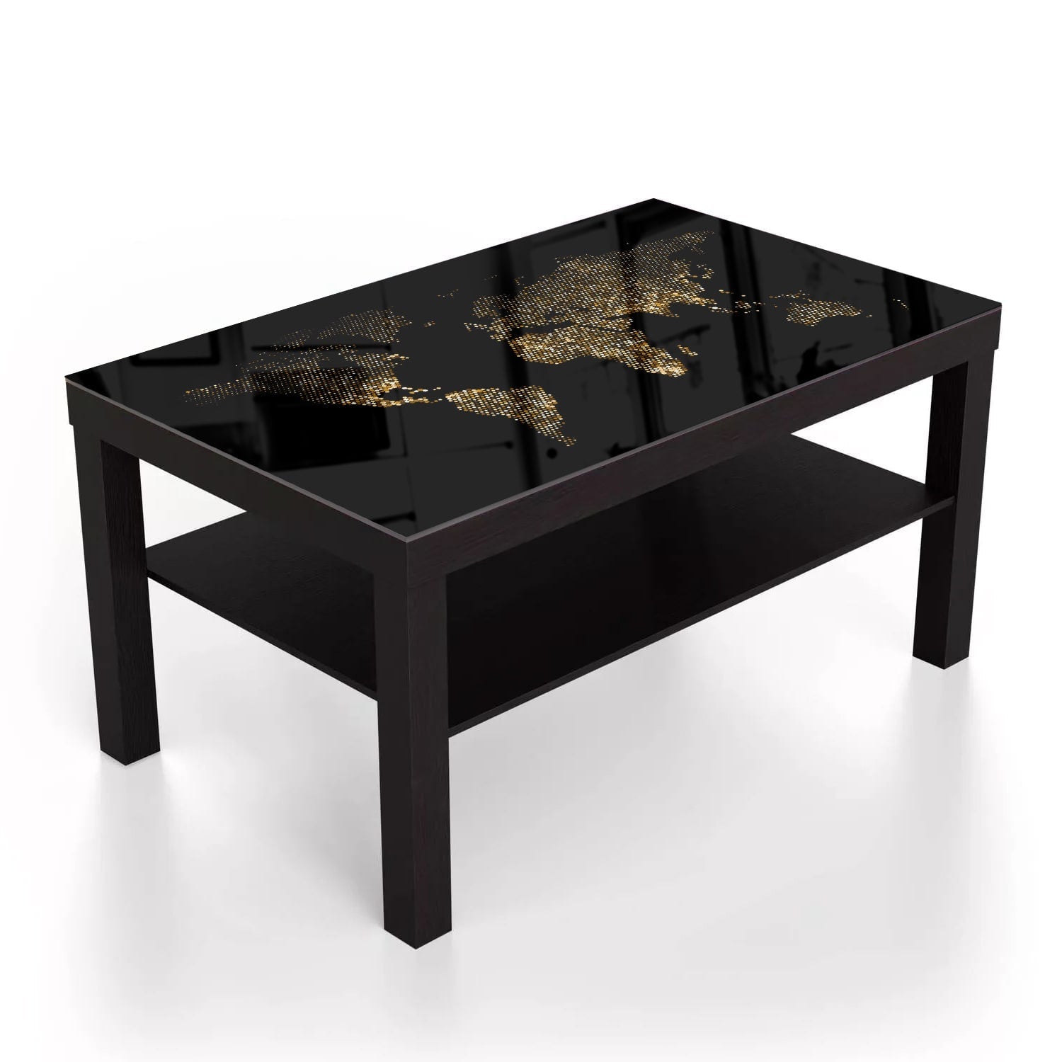 Salontafel 90x55 - Gehard Glas - Gouden Wereldkaart