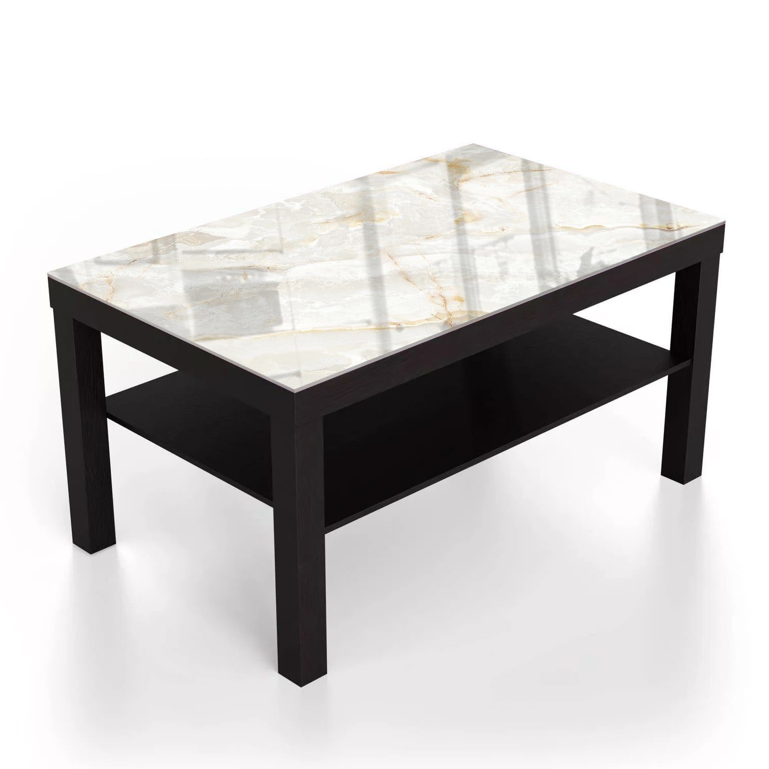 Salontafel 90x55 - Gehard Glas - Wit Goud Marmer