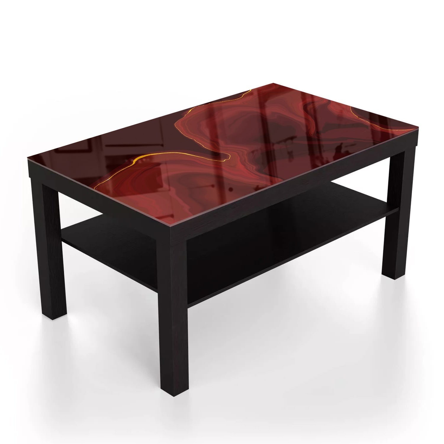 Salontafel 90x55 - Gehard Glas - Luxueus Rood Marmer