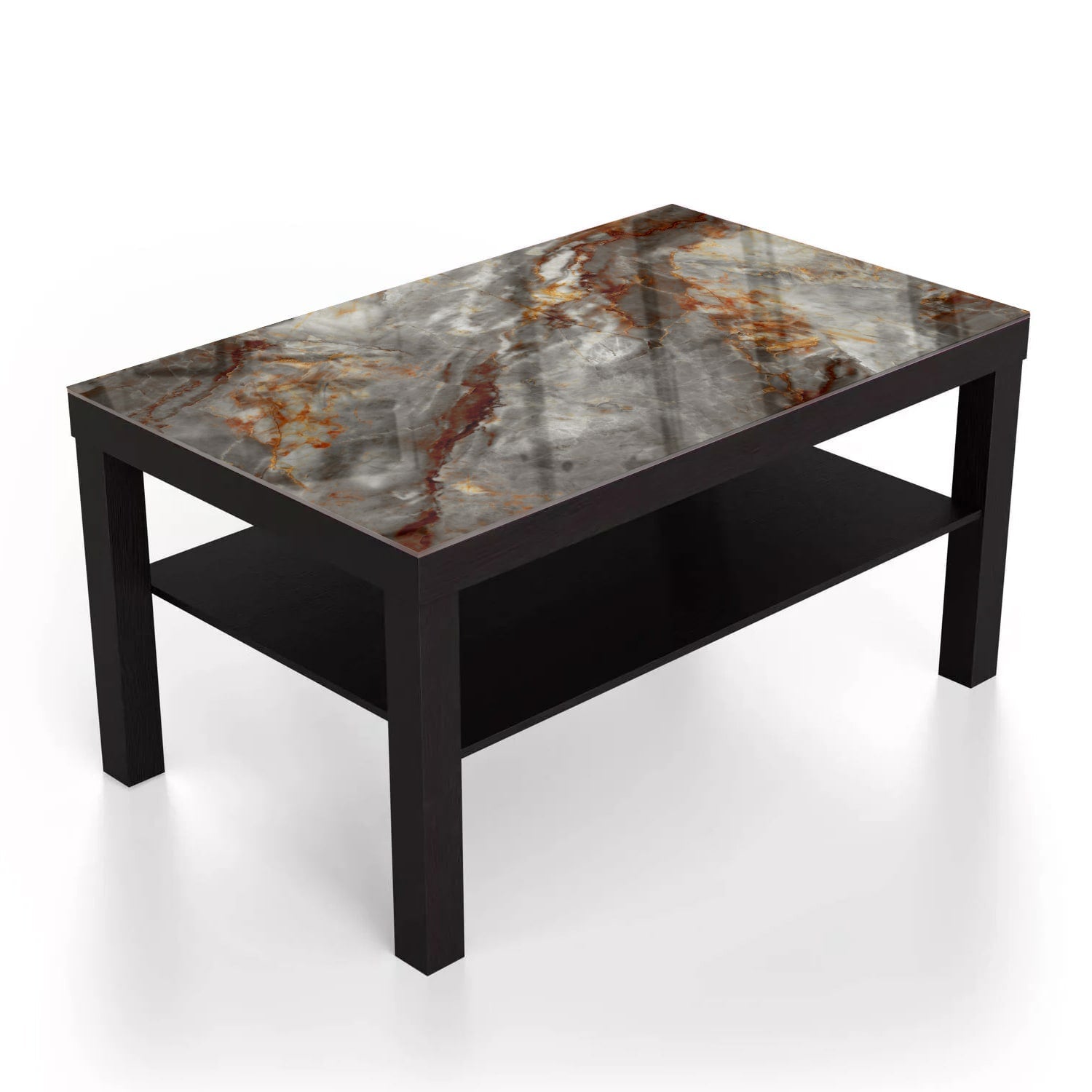 Salontafel 90x55 - Gehard Glas - Roodroest Marmer