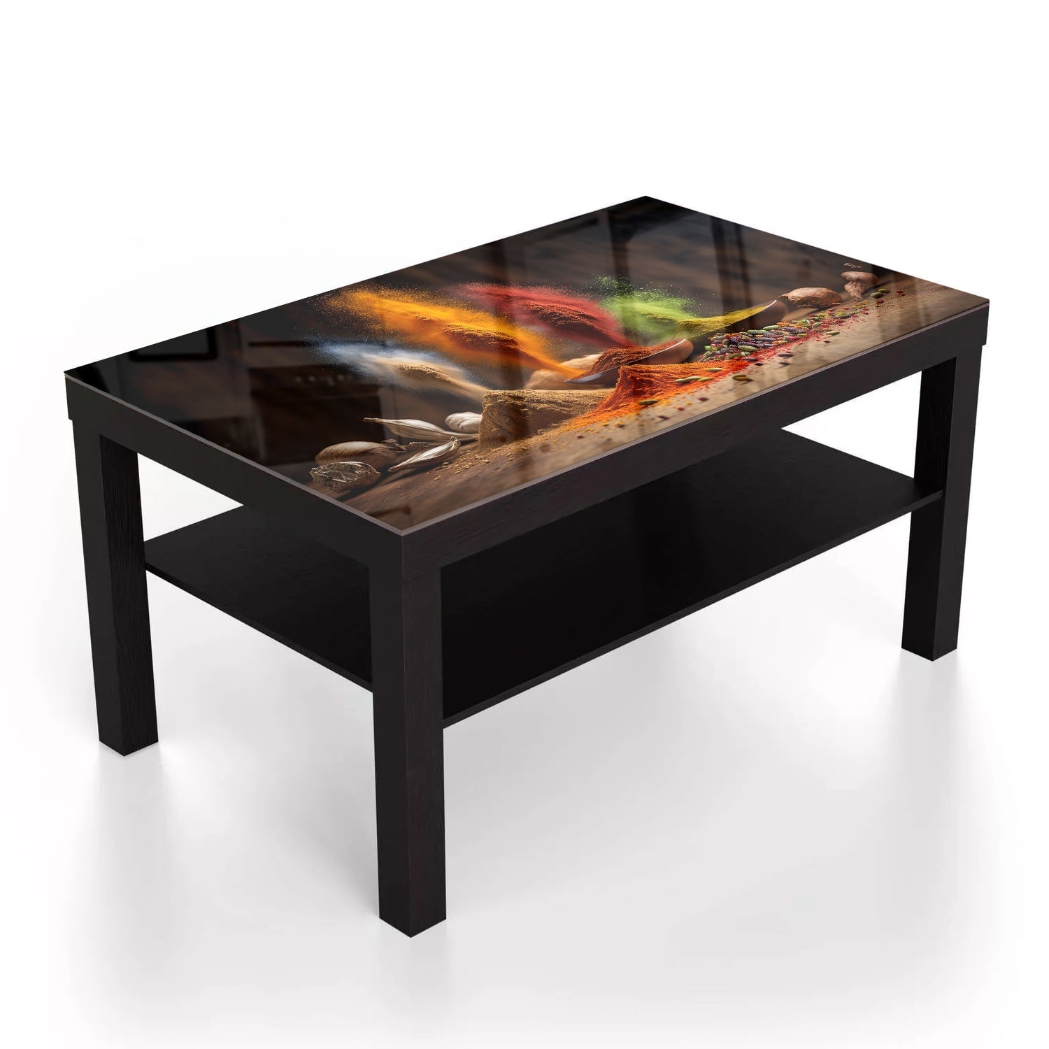 Salontafel 90x55 - Gehard Glas - Specerijenregen op Hout