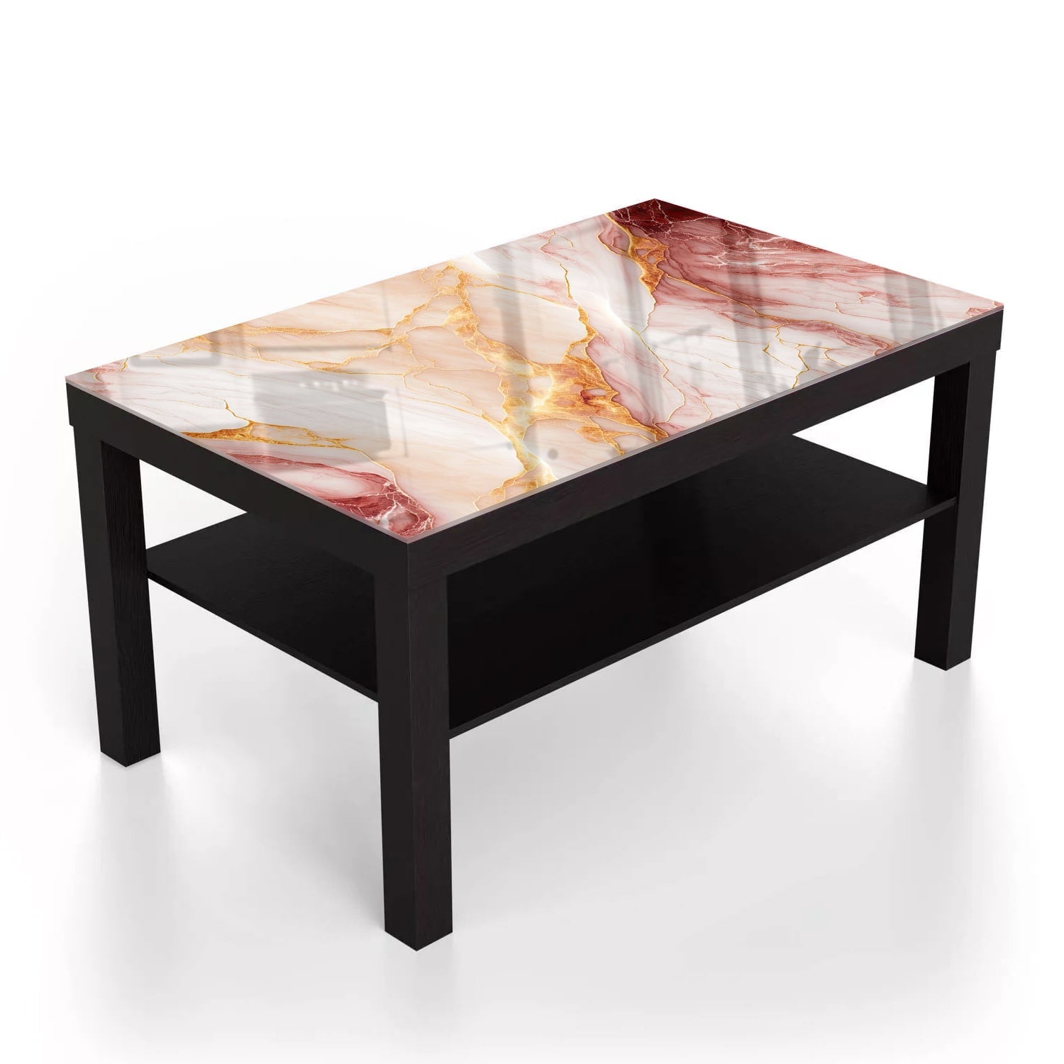 Salontafel 90x55 - Gehard Glas - Rood-Roze Marmer