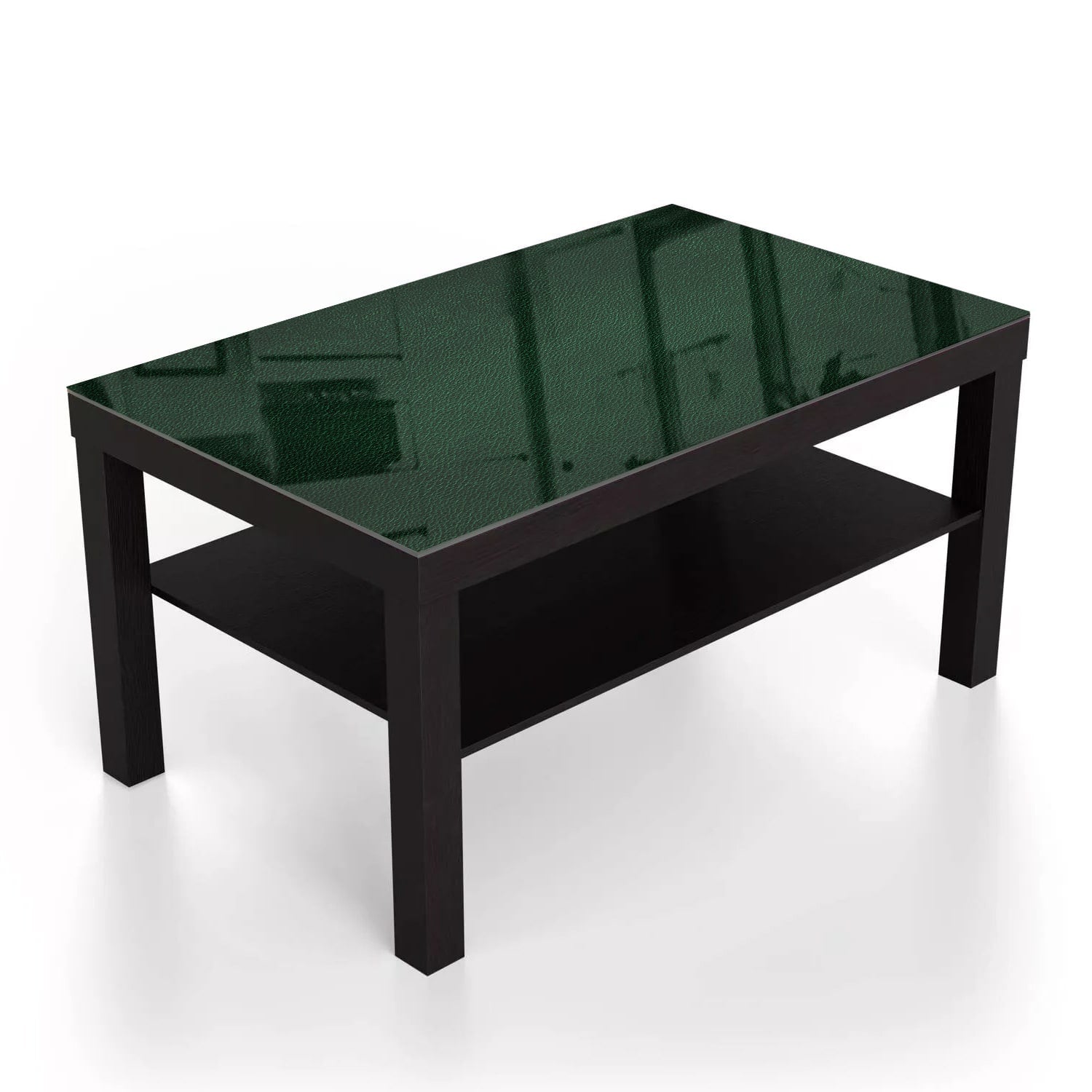 Salontafel 90x55 - Gehard Glas - Donkergroen Leer