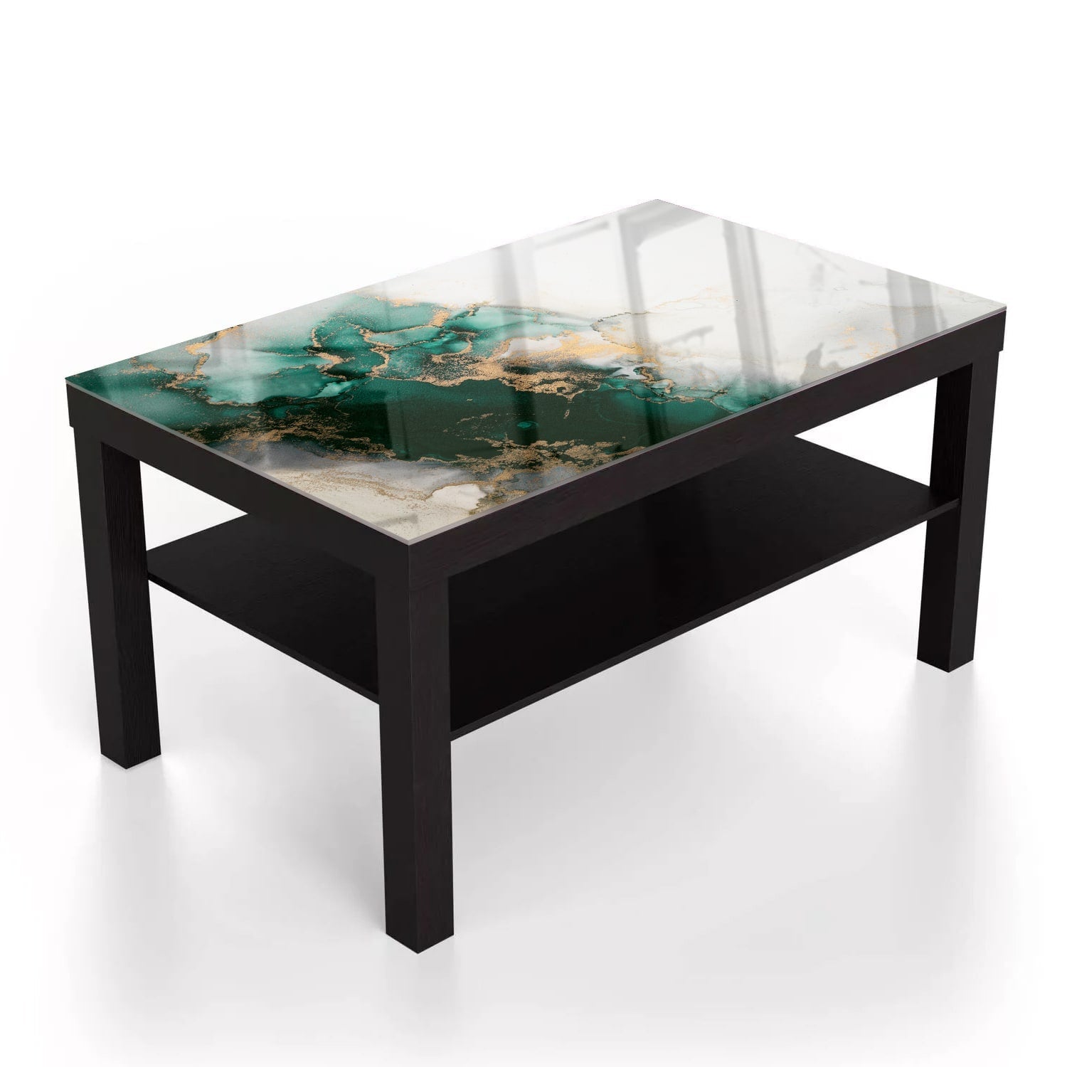 Salontafel 90x55 - Gehard Glas - Luxe Groen-Marmer