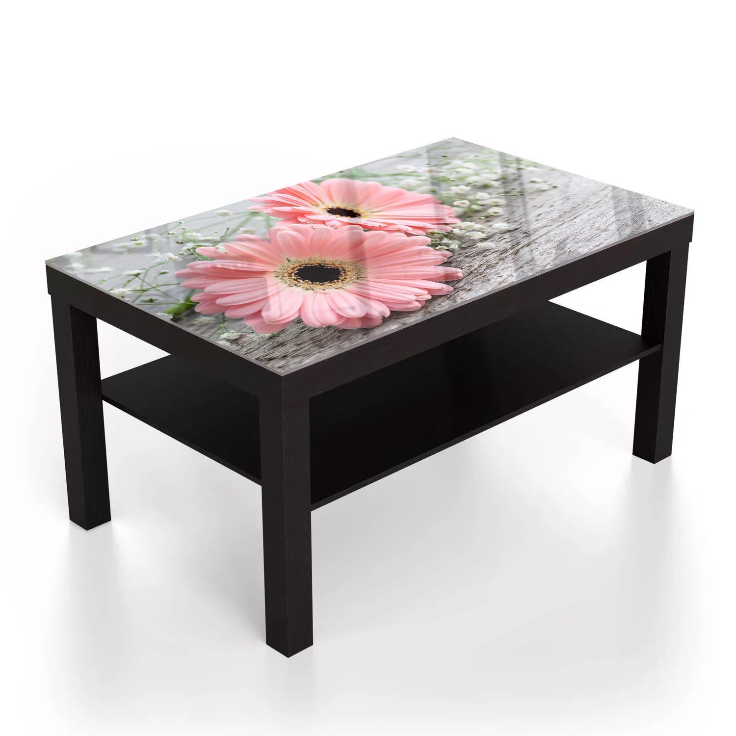 Salontafel 90x55 - Gehard Glas - Roze Gerbera