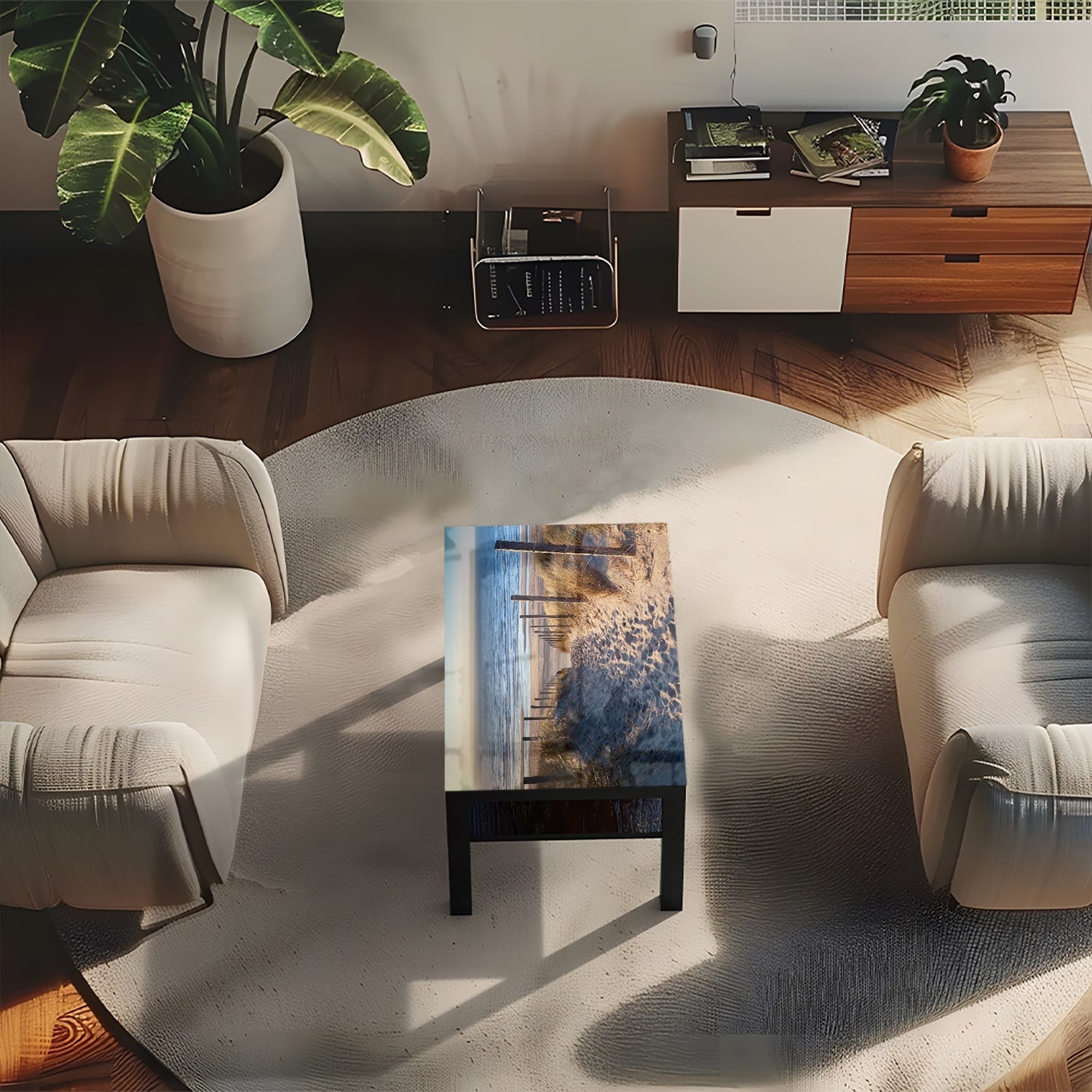 Salontafel 90x55 - Gehard Glas - Pad naar de Noordzee