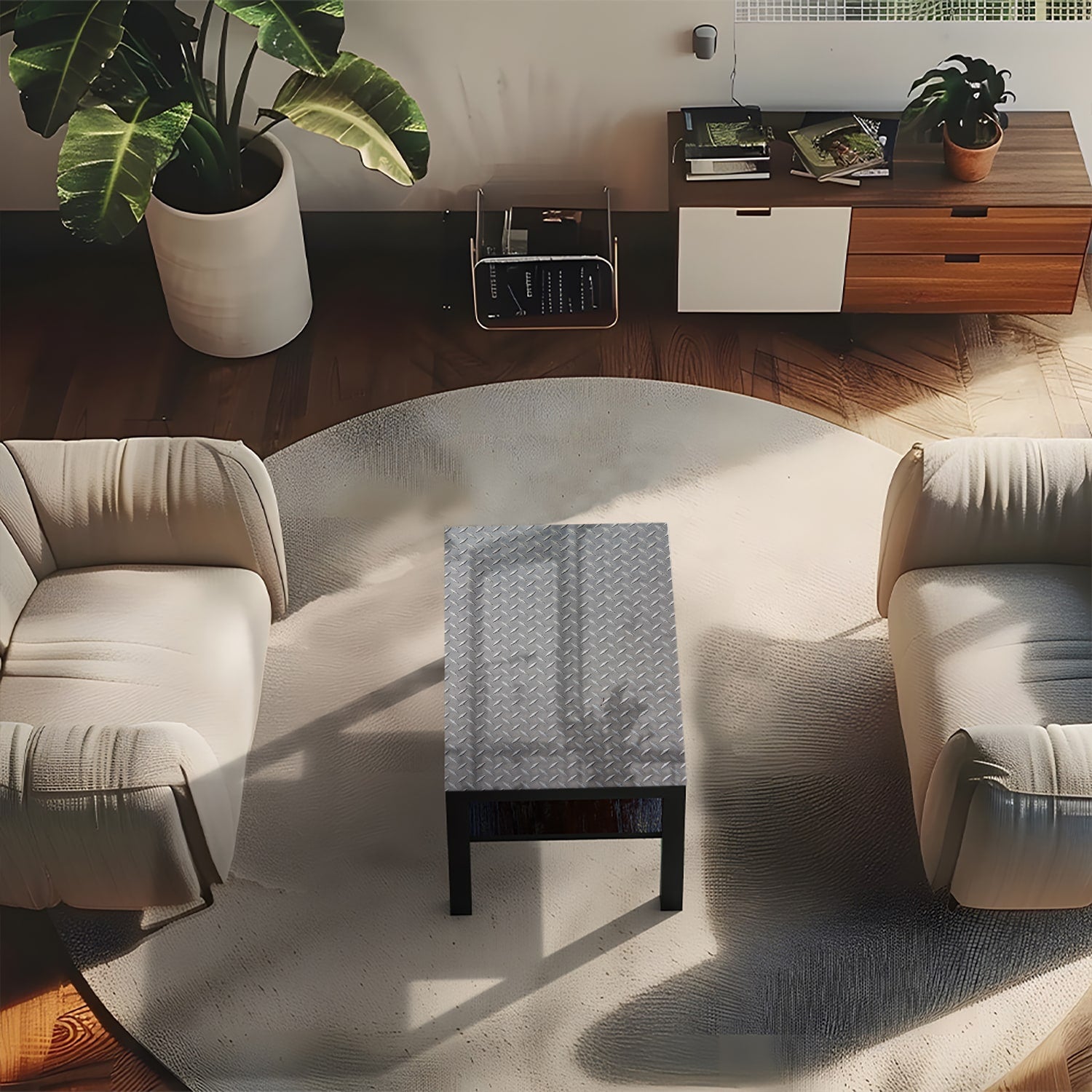 Salontafel 90x55 - Gehard Glas - Traanplaat Textuur