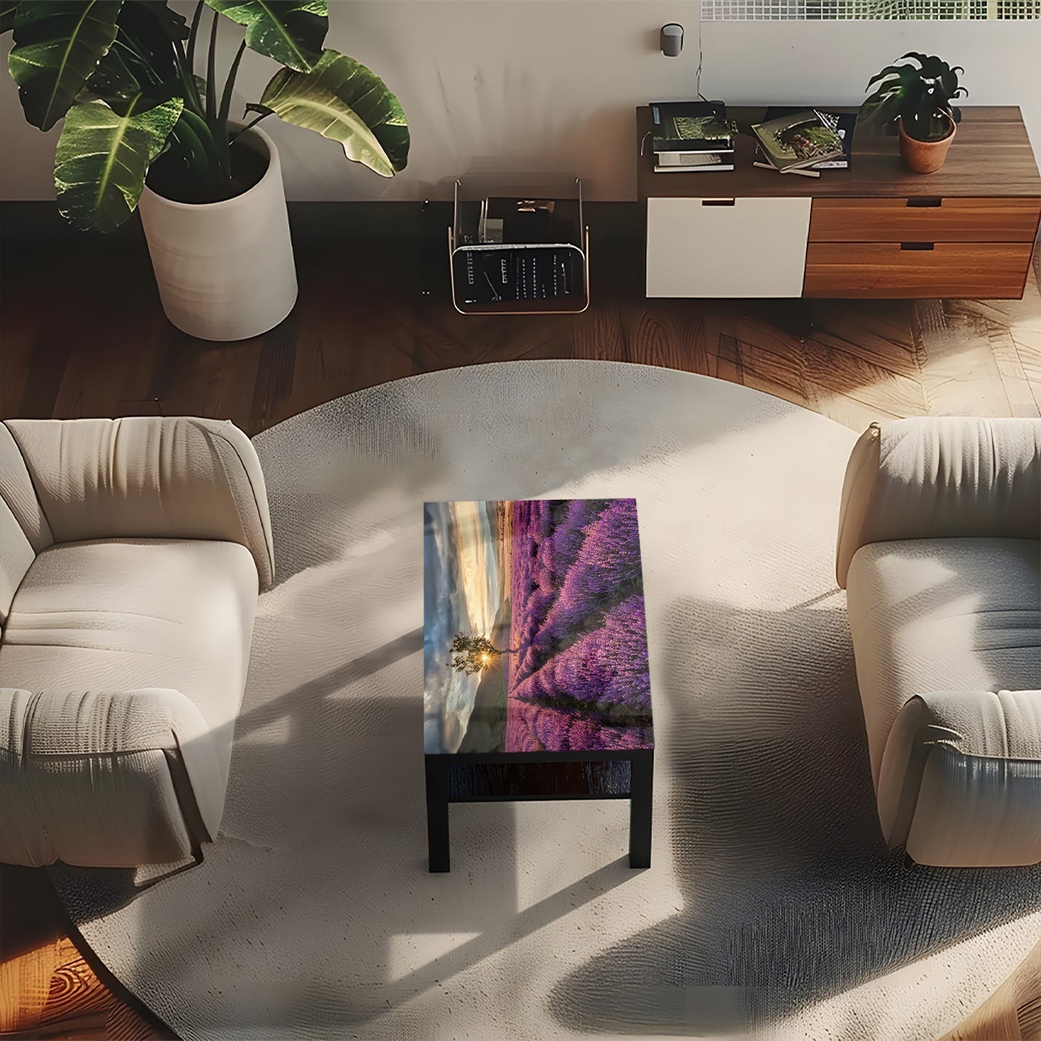 Salontafel 90x55 - Gehard Glas - Lavendel Veld