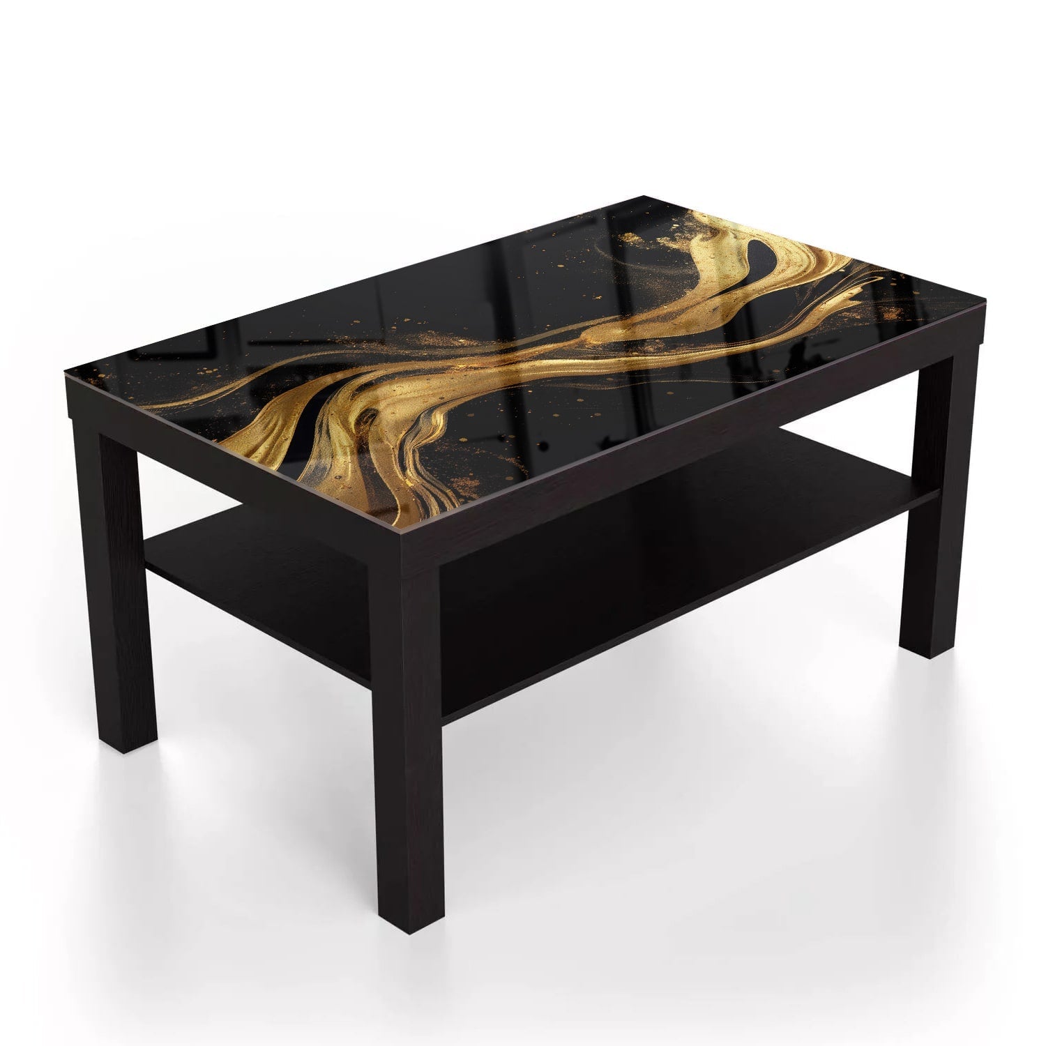 Salontafel 90x55 - Gehard Glas - Abstracte luxe goud-zwart achtergrond