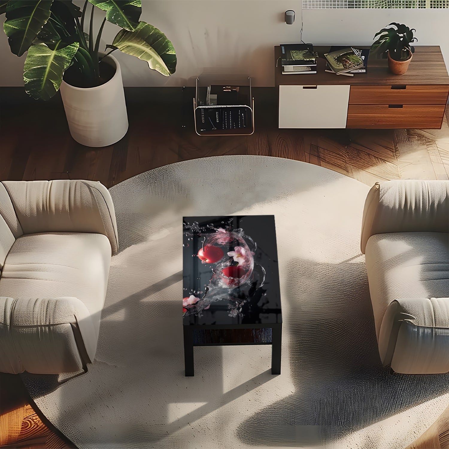 Salontafel 90x55 - Gehard Glas - Tomaten Splash