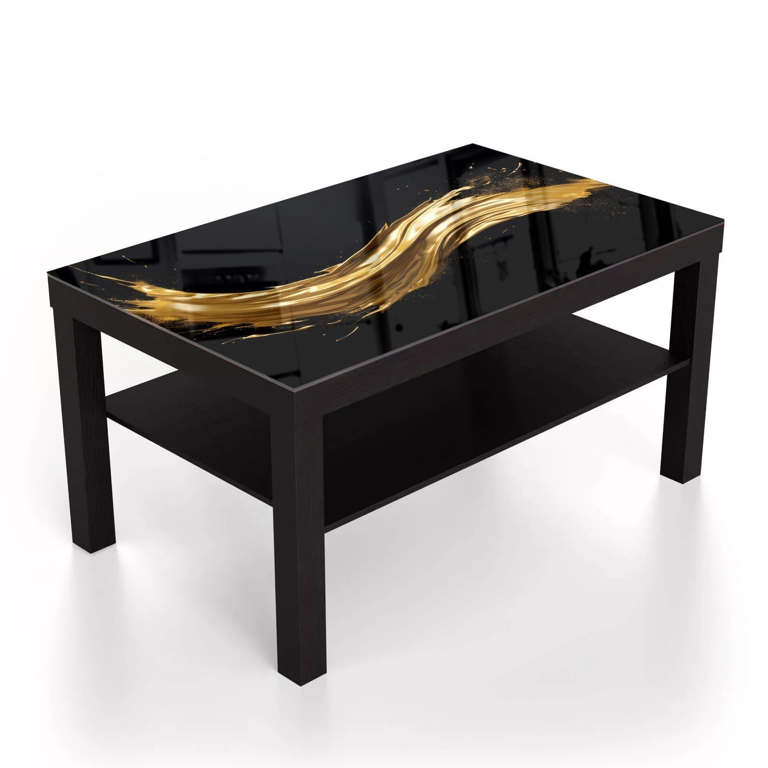 Salontafel 90x55 - Gehard Glas - Goldener dicker Pinselstrich